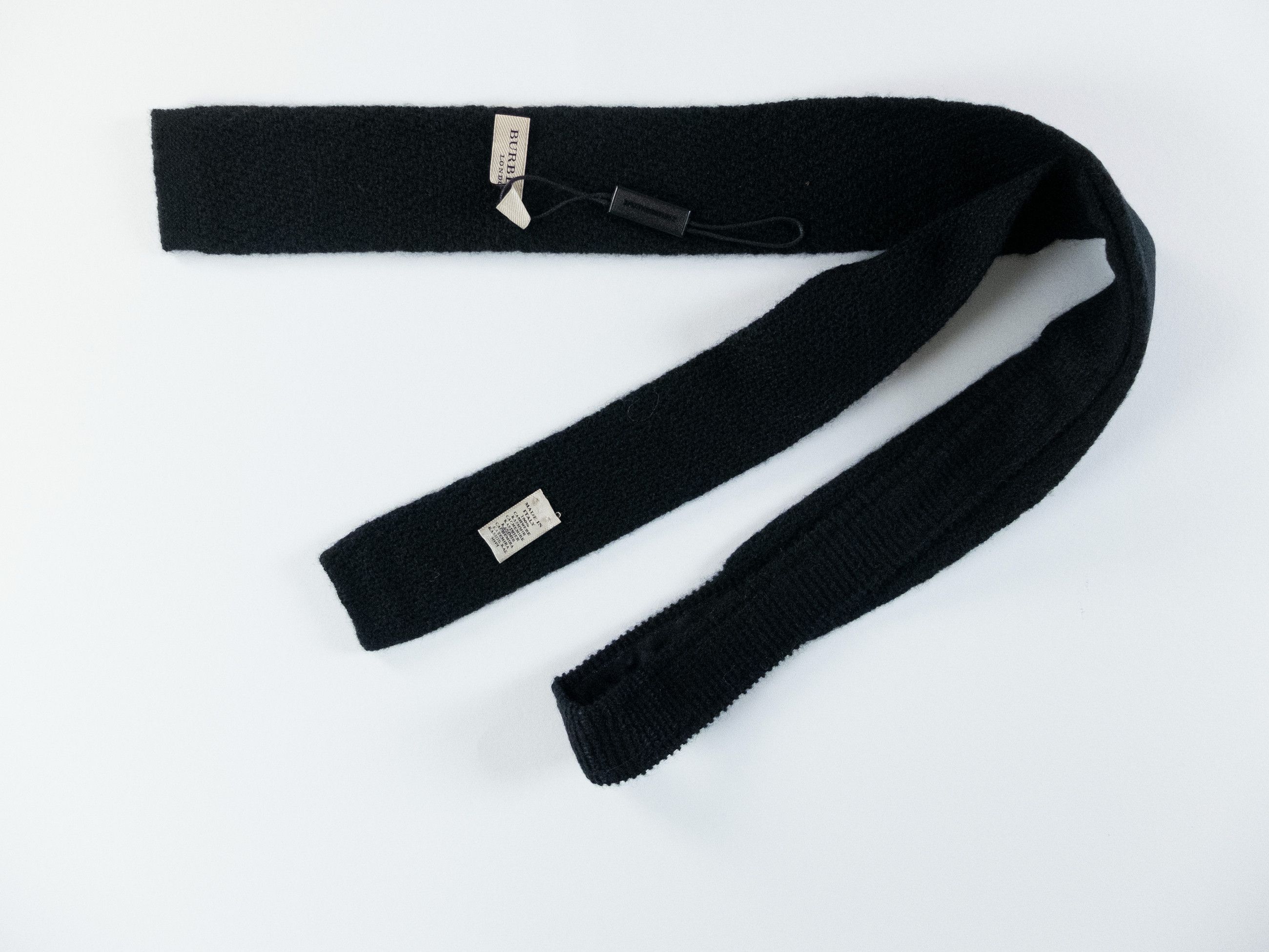 Burberry BURBERRY solid black knit cashmere tie authentic Size ONE SIZE - 4 Thumbnail