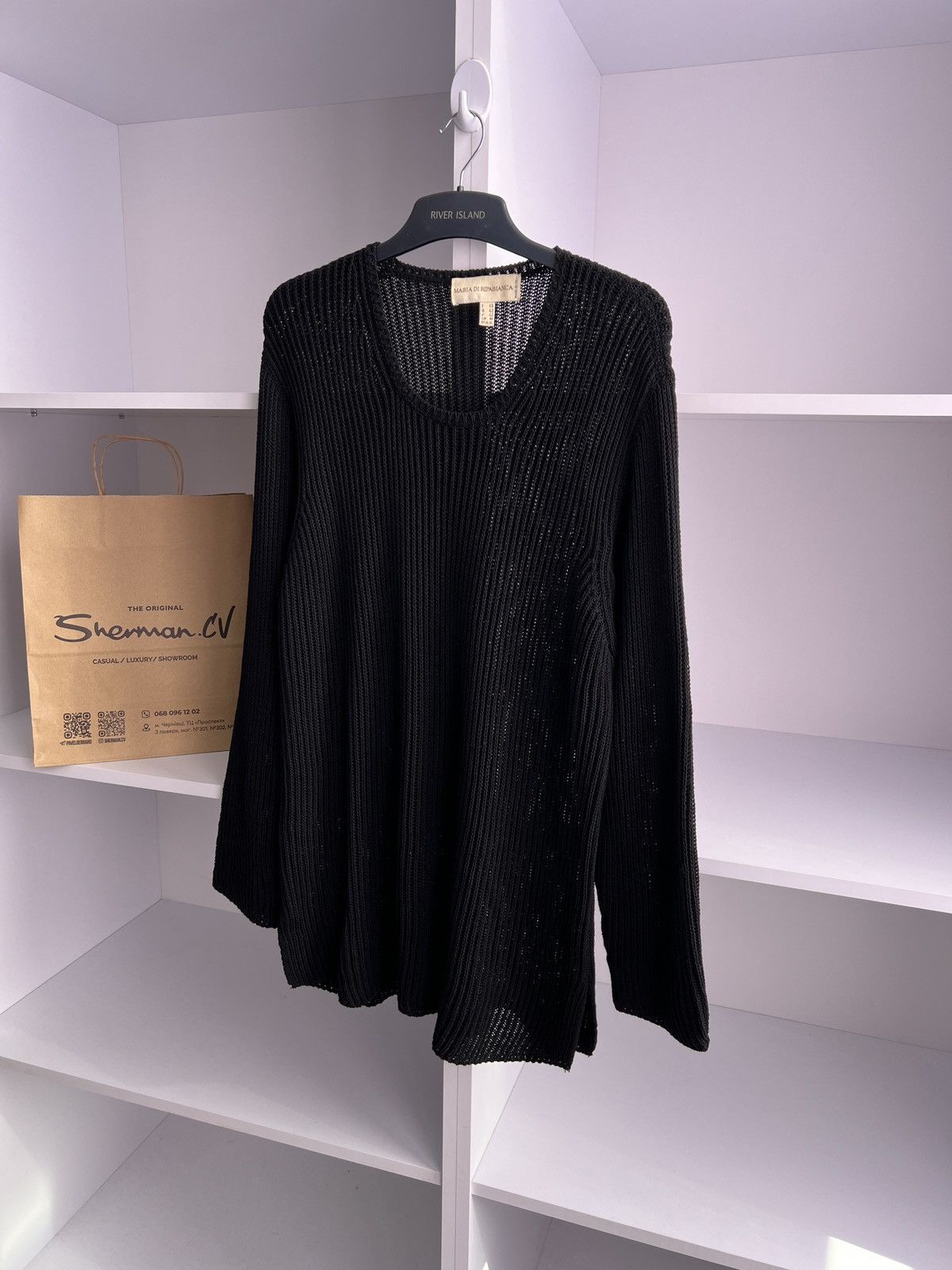 Designer × Vintage Vintage Maria Di Ripabianca Womens Ripped black Sweater Size XL / US 12-14 / IT 48-50 - 4 Thumbnail