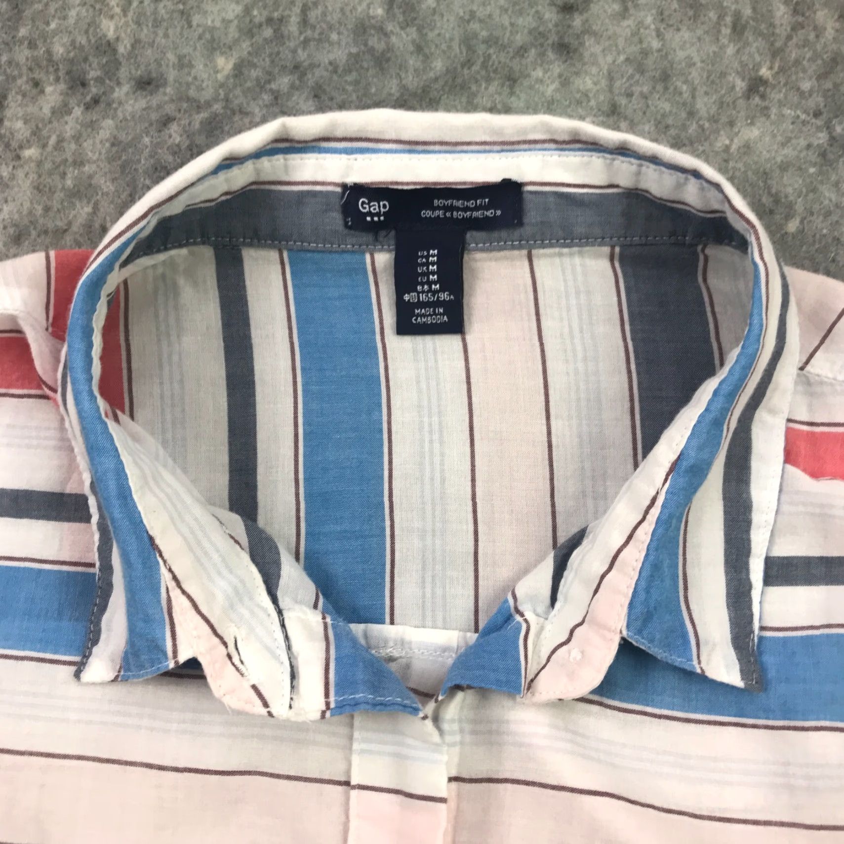 Gap Gap Womens Shirt Medium Blue Striped Button Up Pleated Long Sleeve Size M / US 6-8 / IT 42-44 - 4 Thumbnail