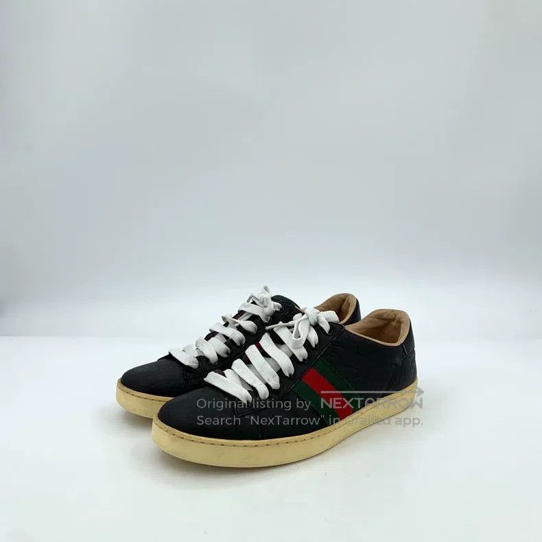 Gucci Gucci Black logo dark striped webbing casual lacing flat b Size US 7 / IT 37 - 1 Thumbnail