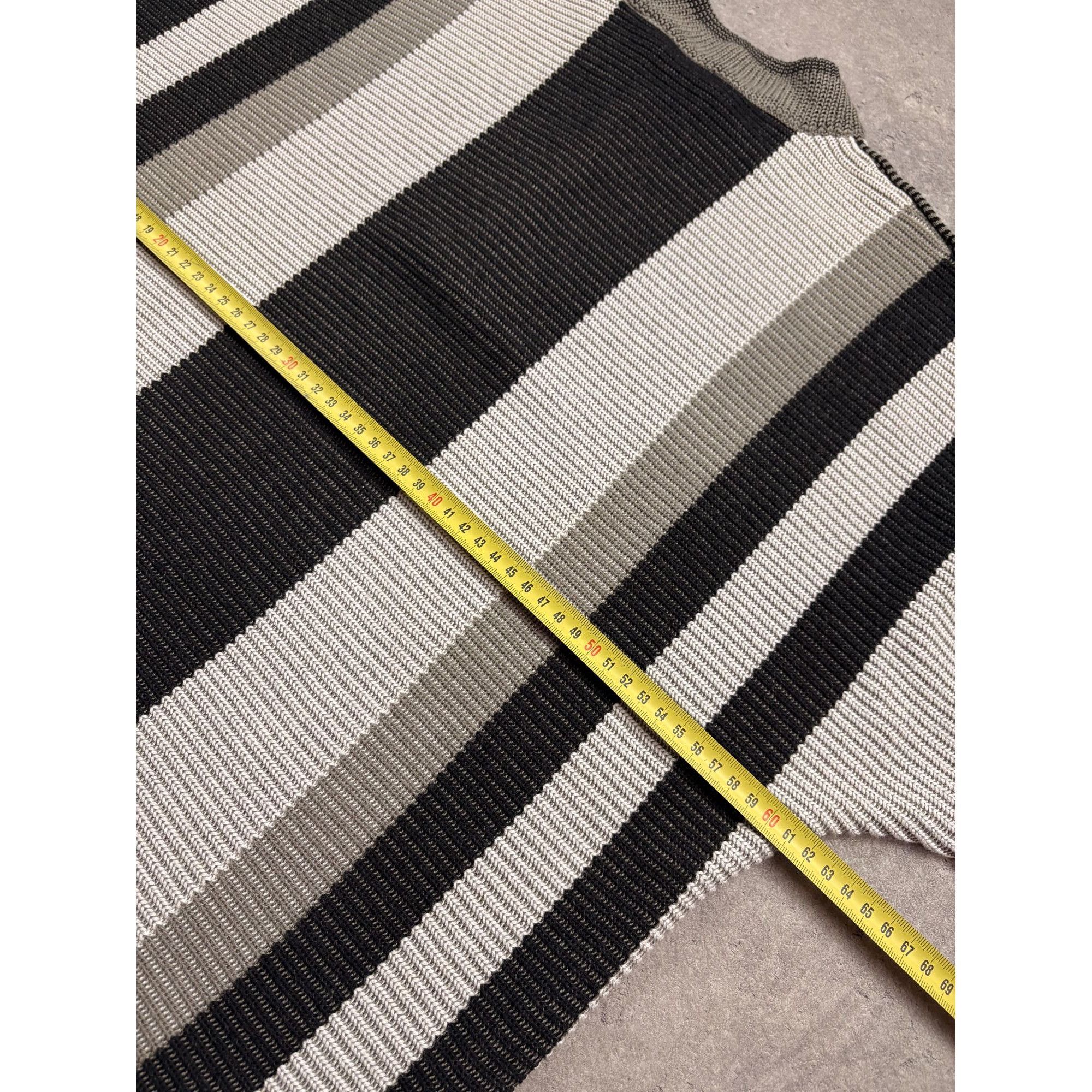 Carlo Colucci Carlo Colucci Striped Half-Zip Sweater Ribbed Knit Gray & Bl Size US XL / EU 56 / 4 - 4 Thumbnail