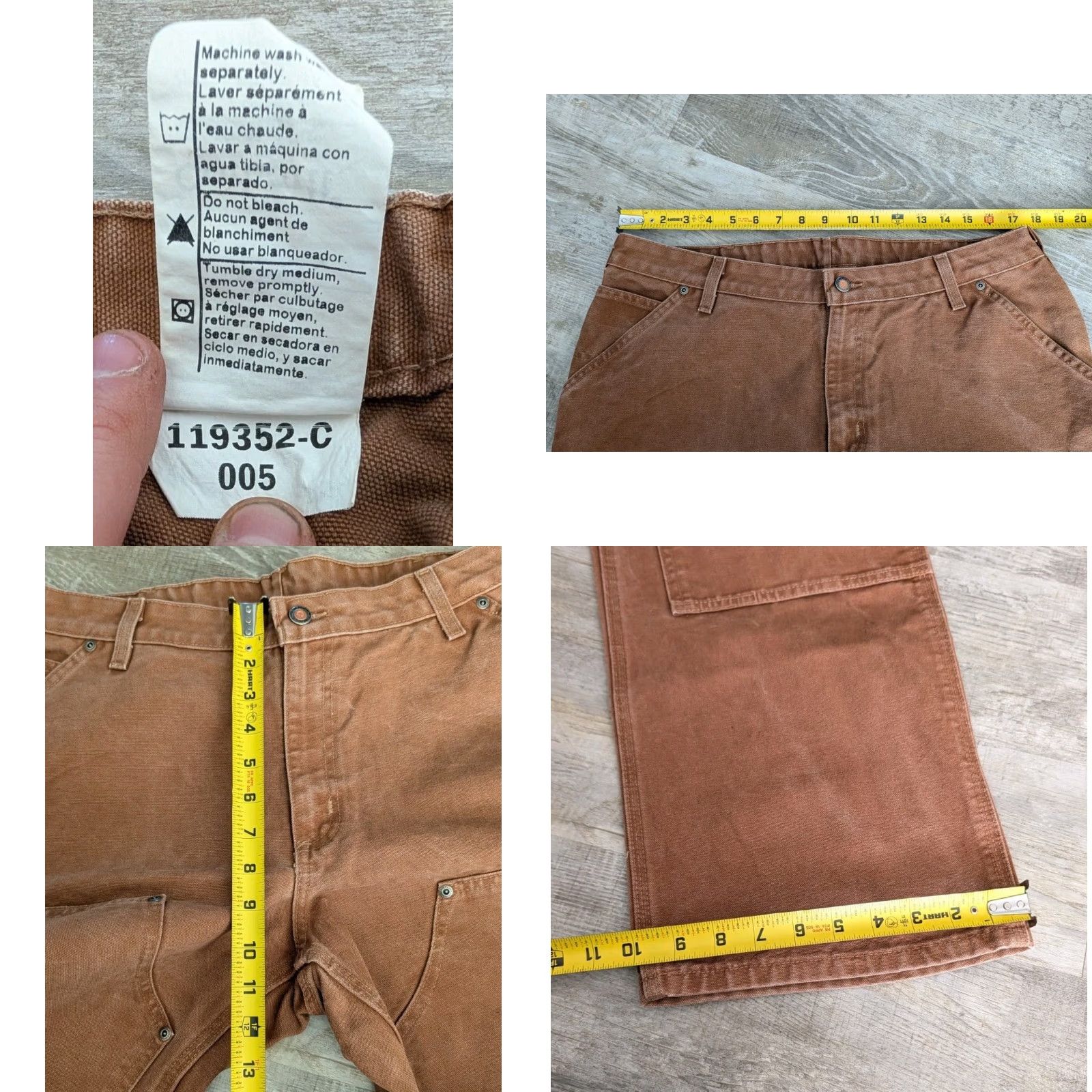 Carhartt VINTAGE Carhartt Pants Mens 16X34 Brown Duck Canvas Carpenter Workwear WB136 BRN Size 38" / US 16 / IT 52 - 8 Thumbnail