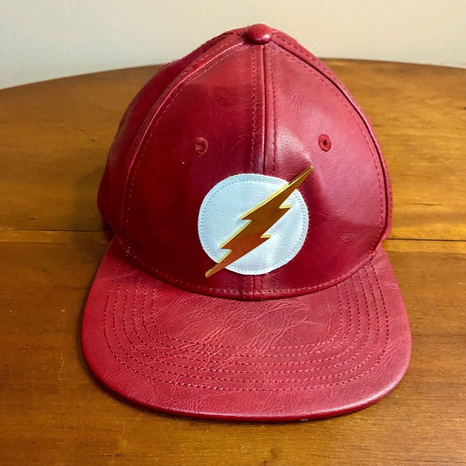 DC DC Comics The Flash Superhero Red Leather Hat Mens One Size Size ONE SIZE - 2 Thumbnail