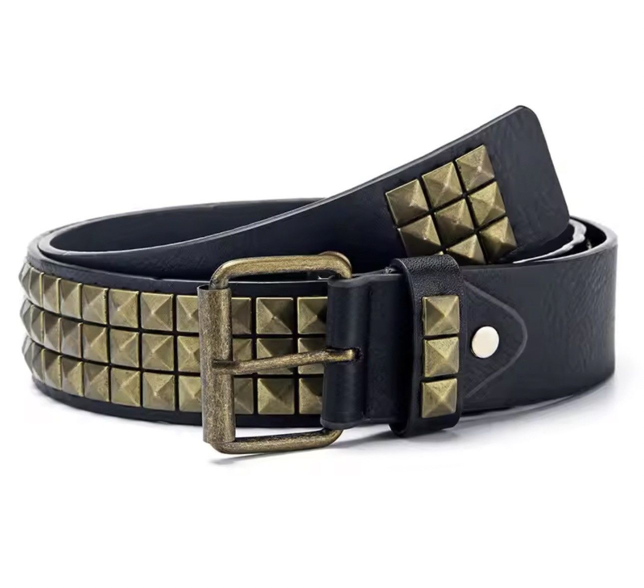 Japanese Brand Y2K Bronze Belt Pyramid Studded Punk Size 32 - 2 Thumbnail