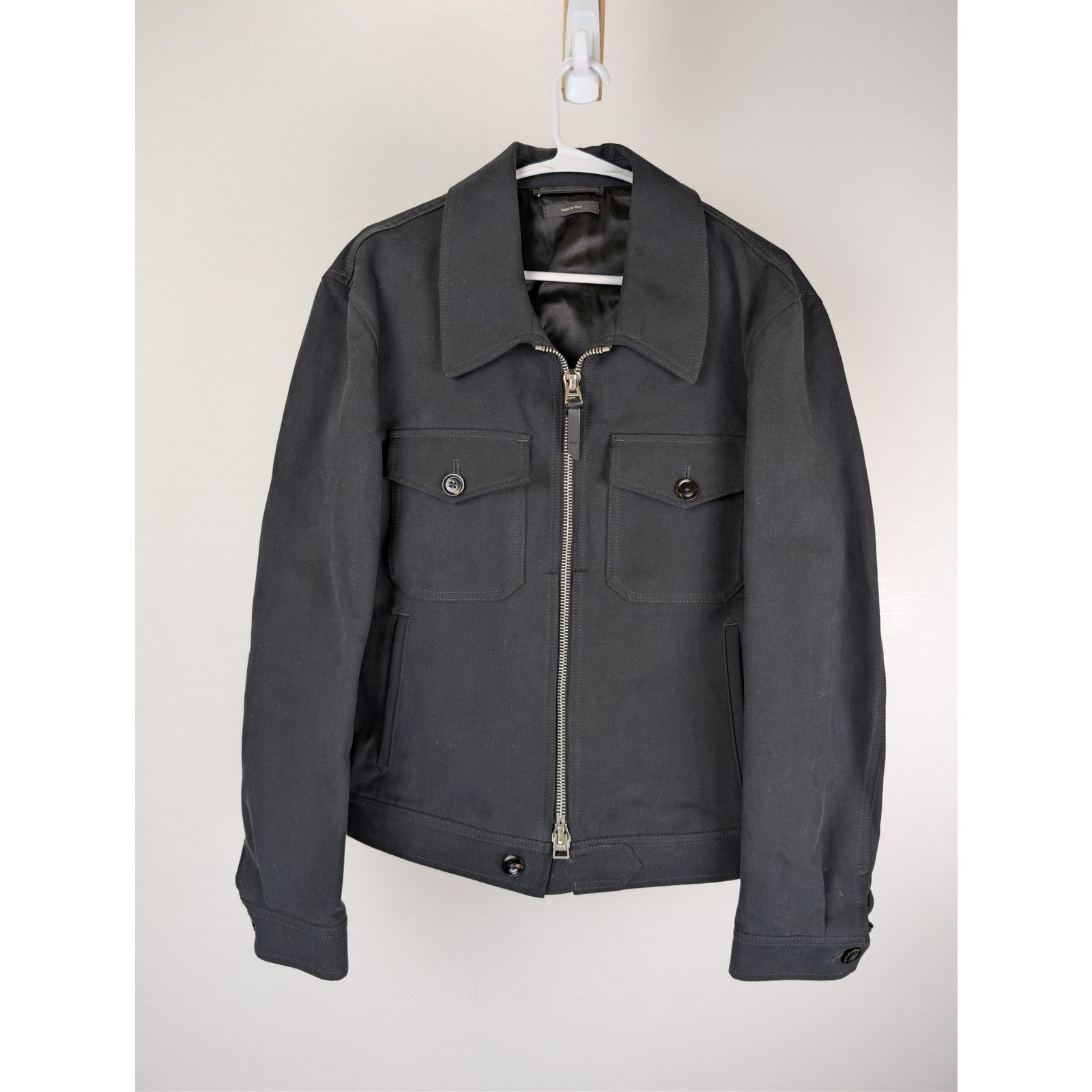Tom Ford o1rshd1 CC20 Cotton Twill Trucker Jacket in Black Size US M / EU 48-50 / 2 - 8 Thumbnail