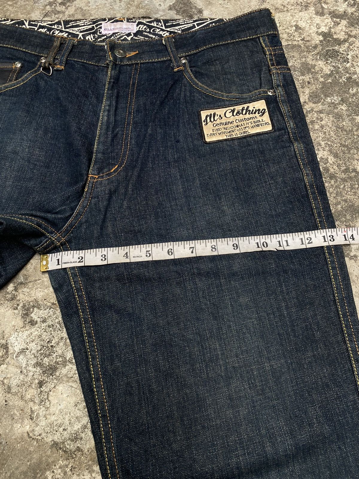 Japanese Brand I’lls Clothing Yellow Embroidered Beyond Script Deep Blue Size US 36 / EU 52 - 9 Thumbnail