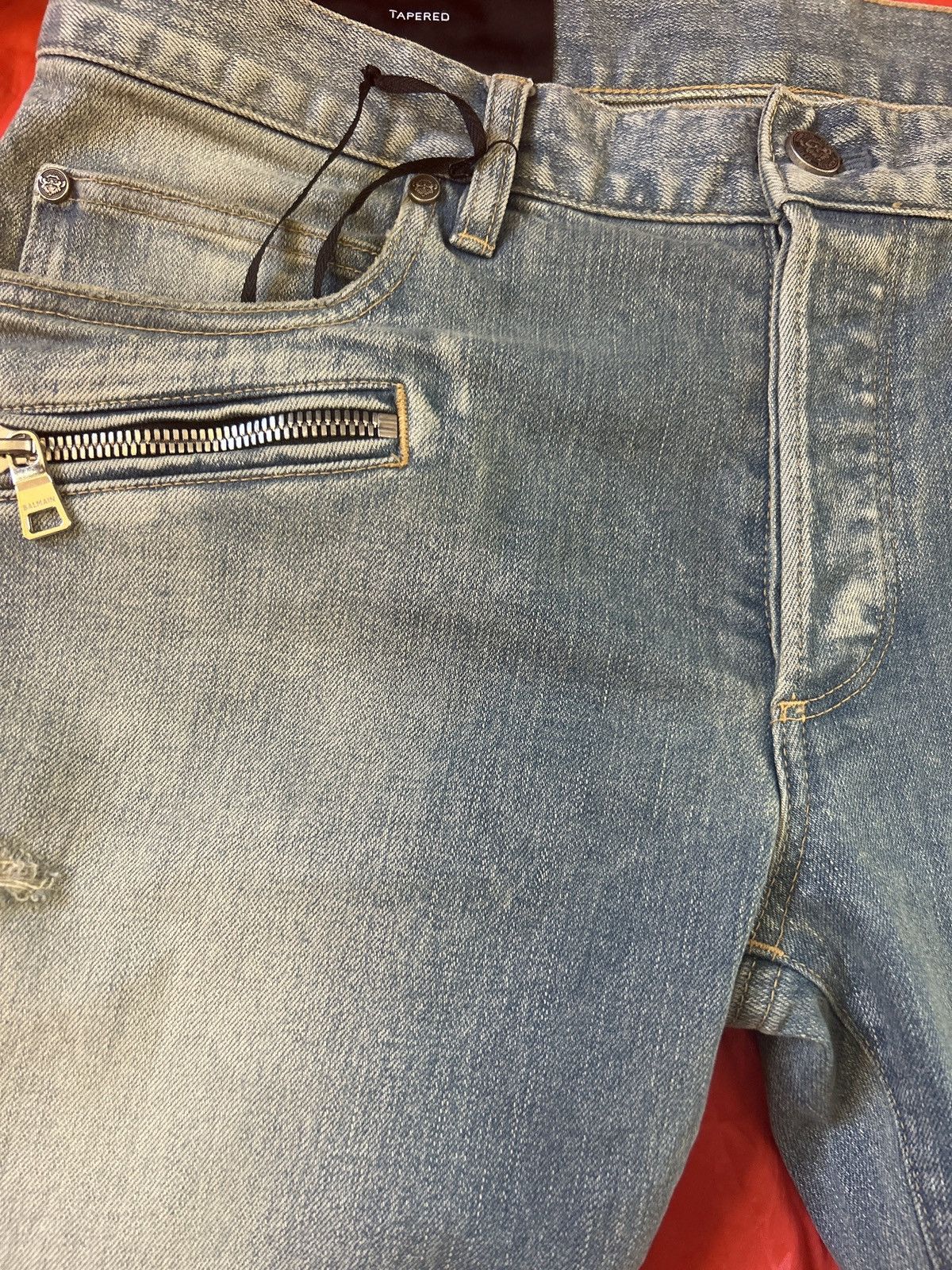 Balmain 📲 Offer ‼️ 2021 w/🏷️ Balmain biker jeans 👖Tapered 32 🤫🔥 Size US 32 / EU 48 - 2 Thumbnail