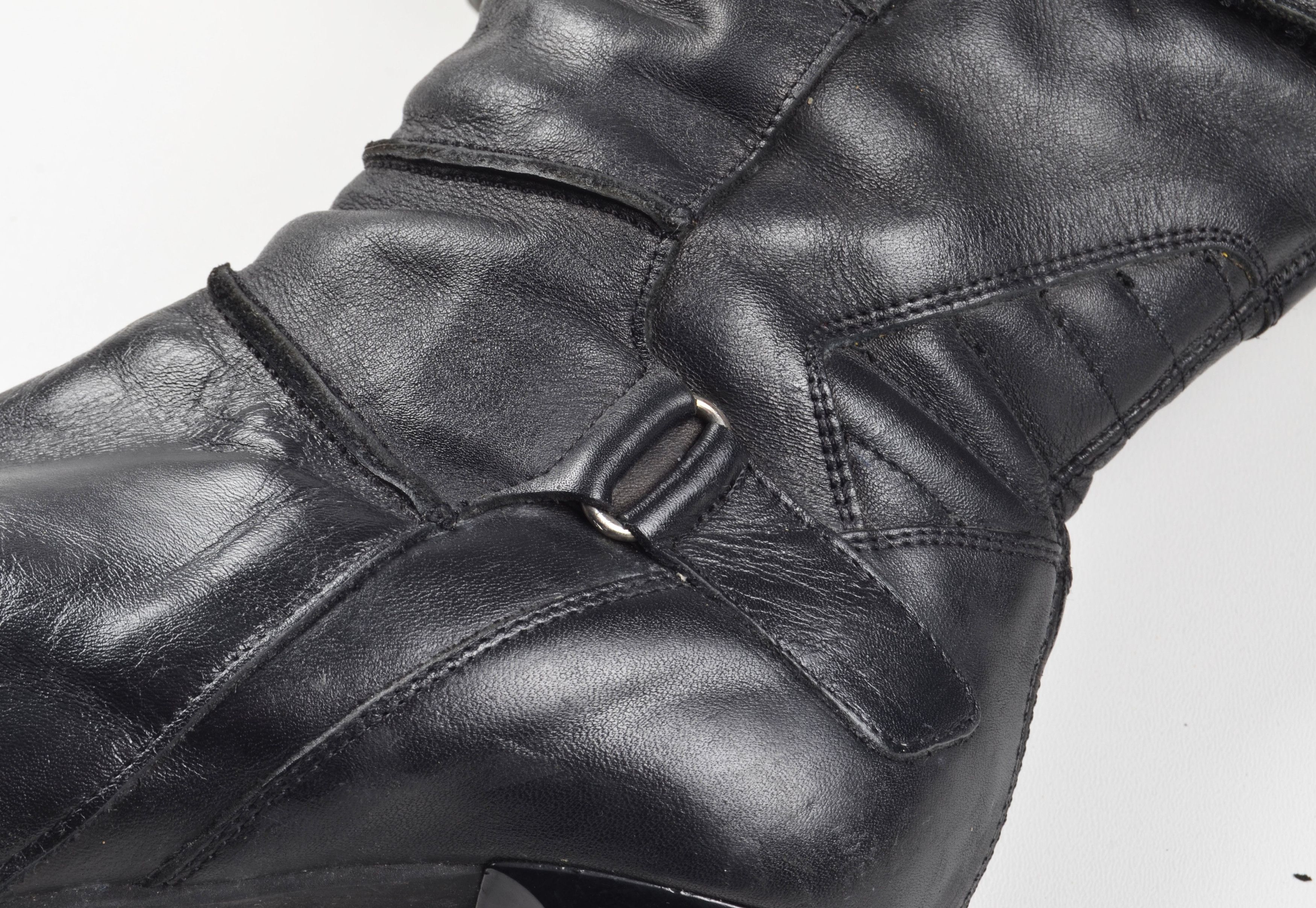 Buffalo London Vintage Buffalo London Black Leather Biker Moto Heel Boots Size US 11 / IT 41 - 11 Thumbnail