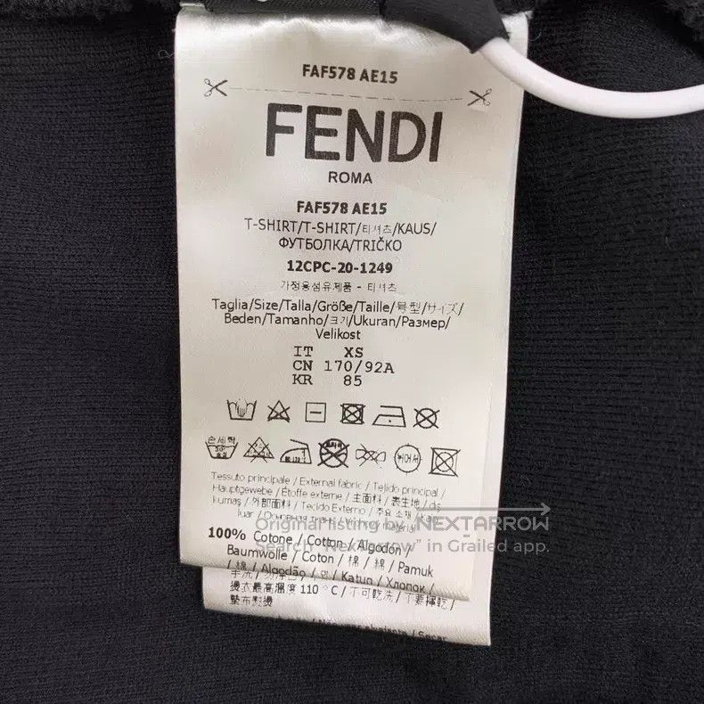 Fendi Fendi Classic Black F Logo Velvet Cotton Jersey Short Slee Size US XS / EU 42 / 0 - 7 Thumbnail