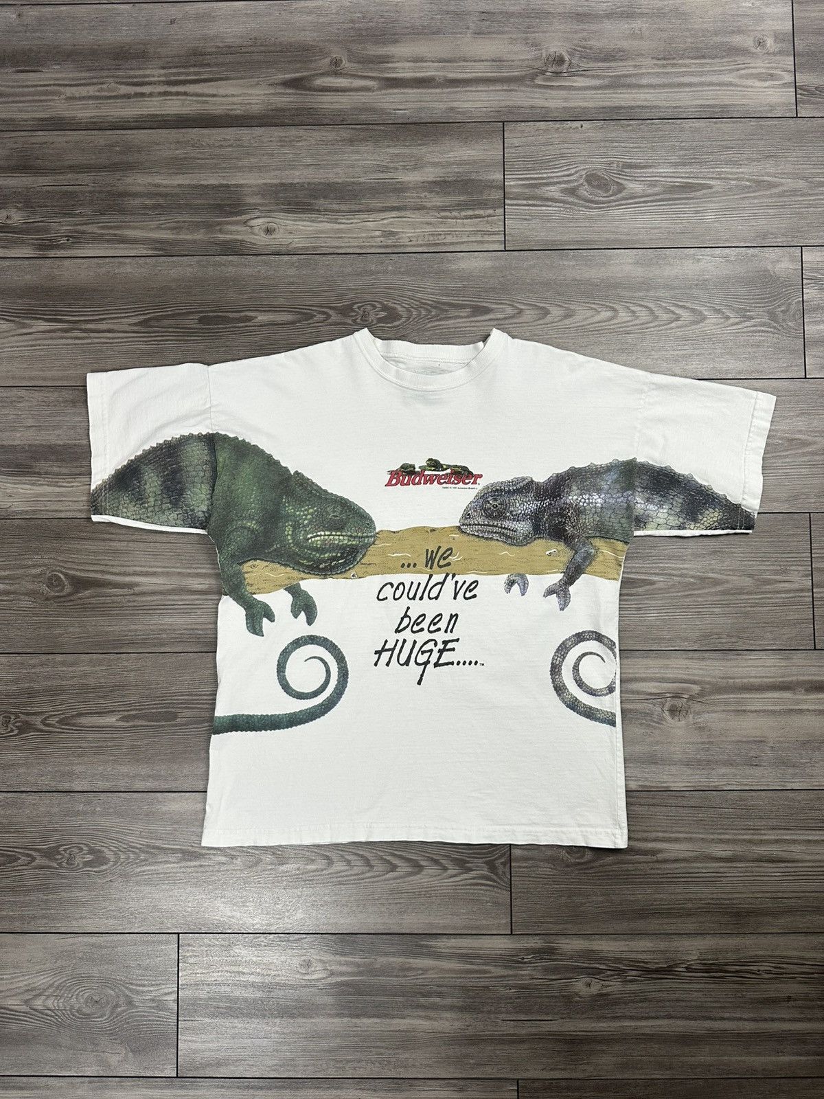 Budweiser Vintage 90’s Budweiser We Could’ve Been Huge Lizard T Shirt Size US XL / EU 56 / 4 - 1 Thumbnail