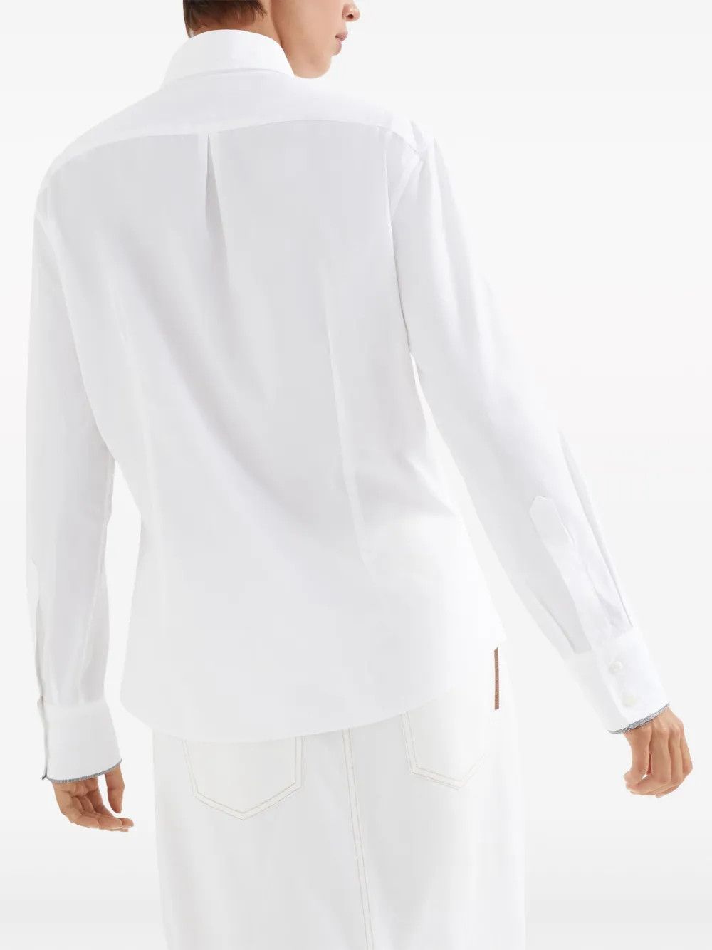 Brunello Cucinelli o1w1db10825 Blouse in White Size M / US 6-8 / IT 42-44 - 4 Thumbnail