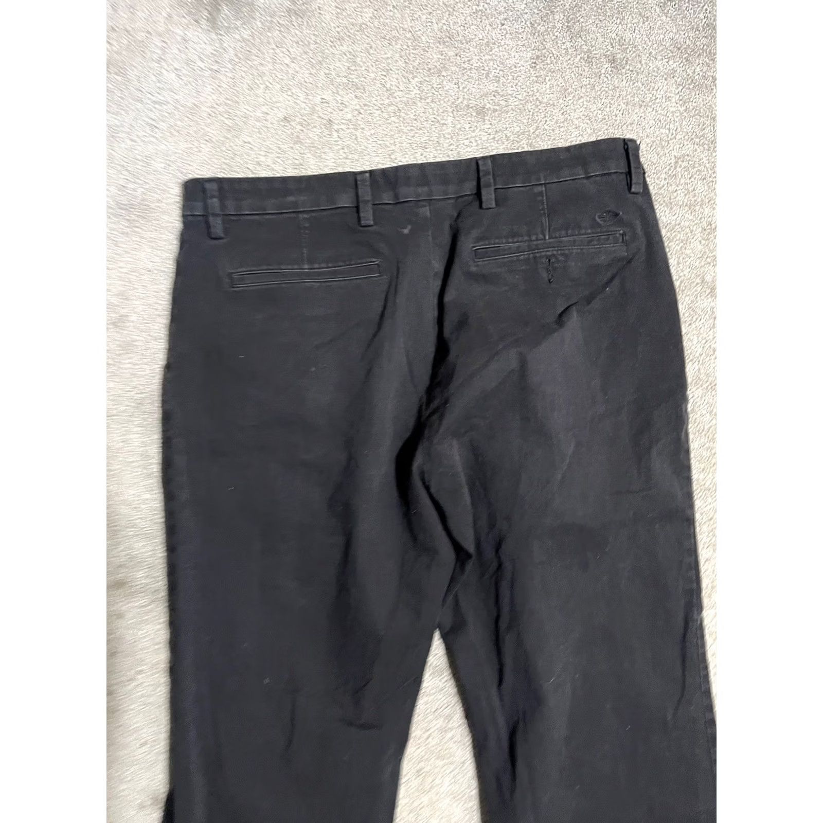 Dockers DOCKERS Pants Flat Front Straight Fit Mens 38x32 Black Chino Classic 38 Regular Cotton Leather Button Belt Loops Vintage No Size US 38 / EU 54 - 4 Thumbnail