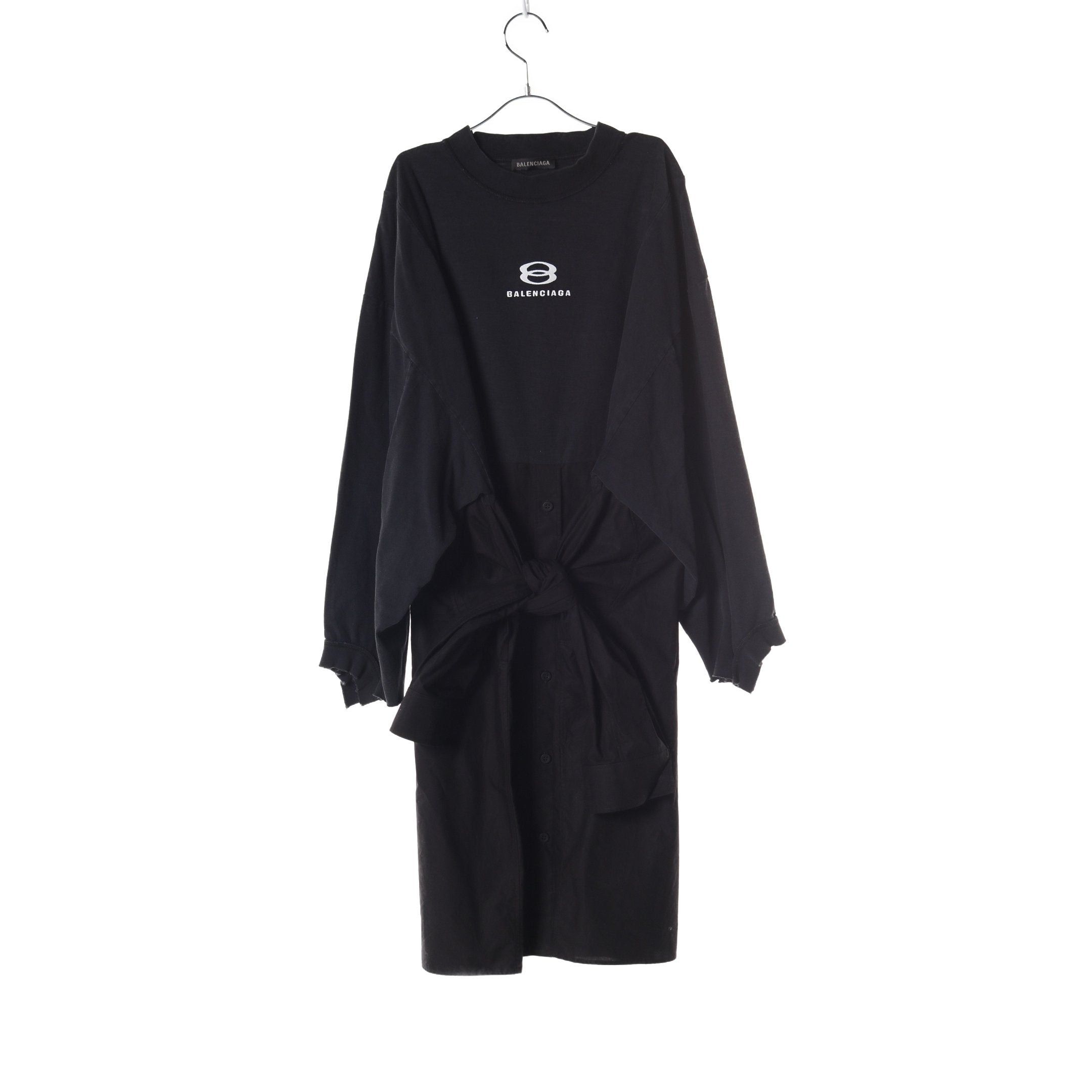 Balenciaga Balenciaga One Piece Long Sleeve Front Logo Embroidery Cotton Black Size ONE SIZE - 1 Thumbnail