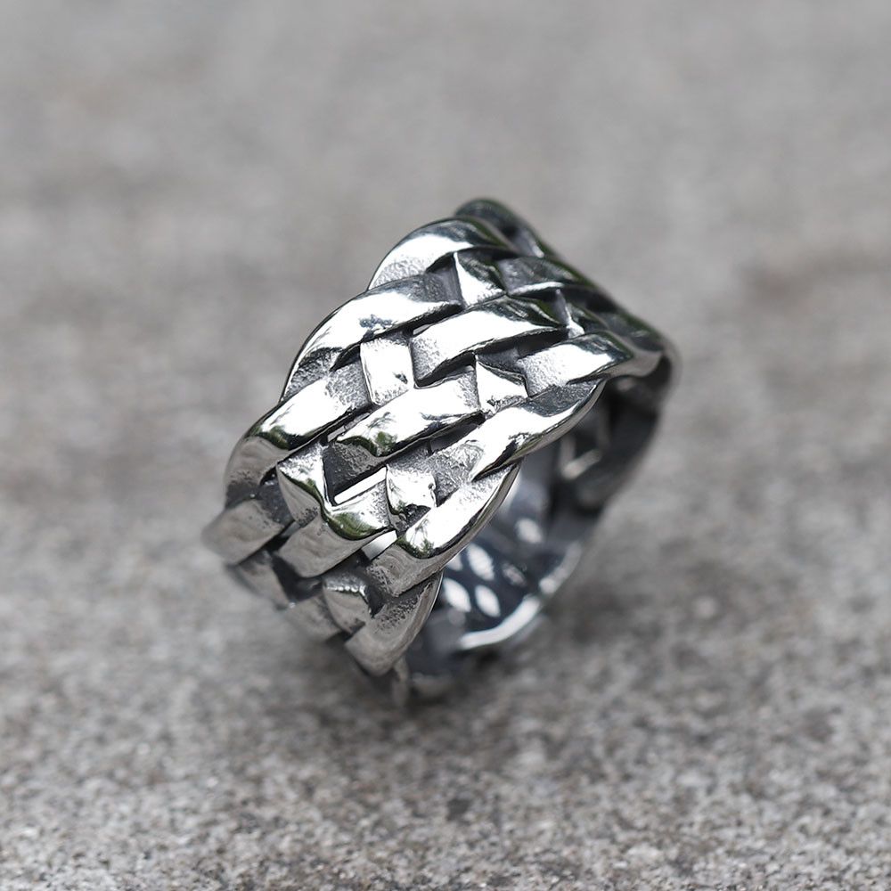 Jewelry × Vintage SIZE 10 316L Steel Nordic Viking Twist Knitting Ring Size ONE SIZE - 1 Thumbnail