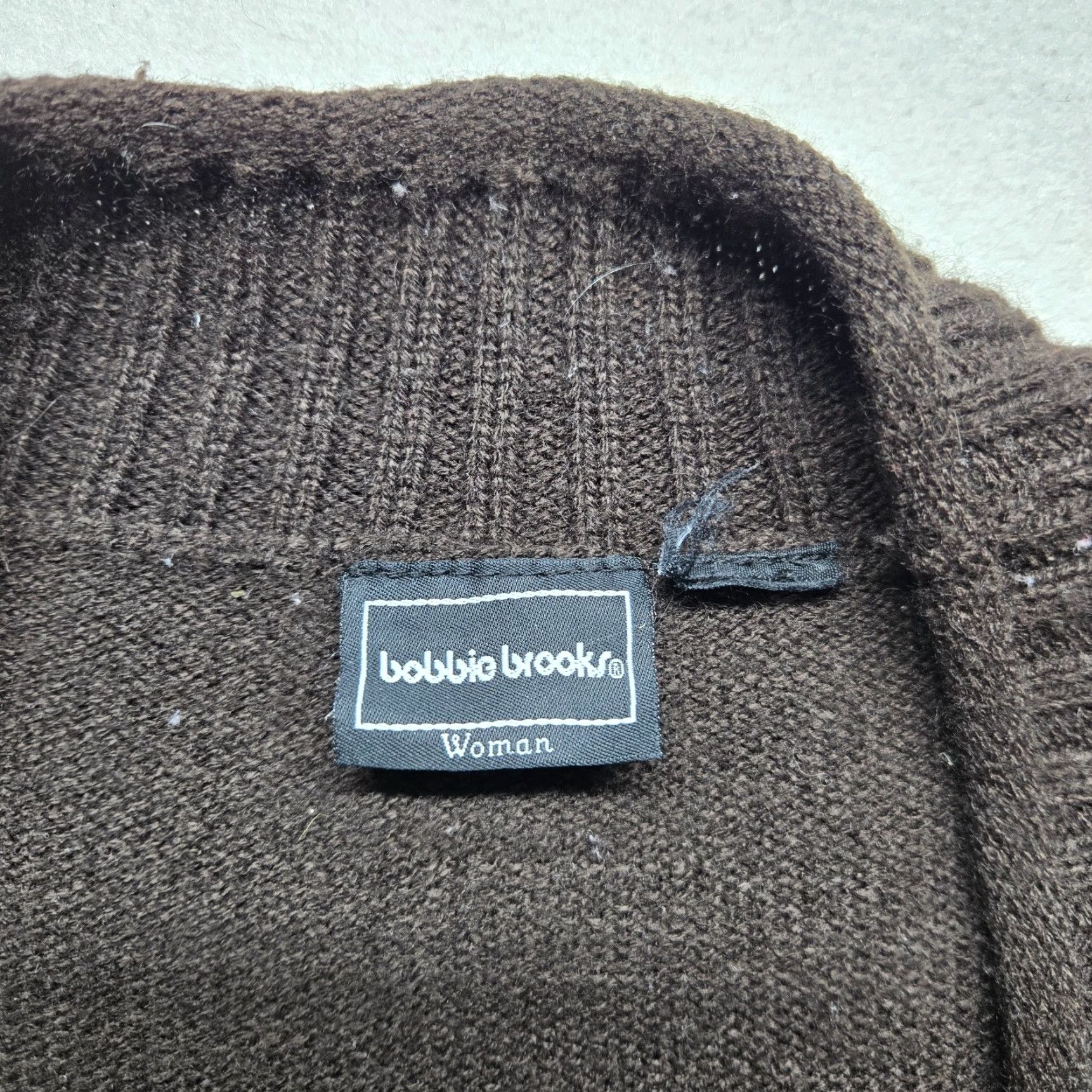 Vintage Bobbie Brooks Cardigan Adult Large Womens Brown Solid Knit Open Front Size L / US 10 / IT 46 - 2 Thumbnail