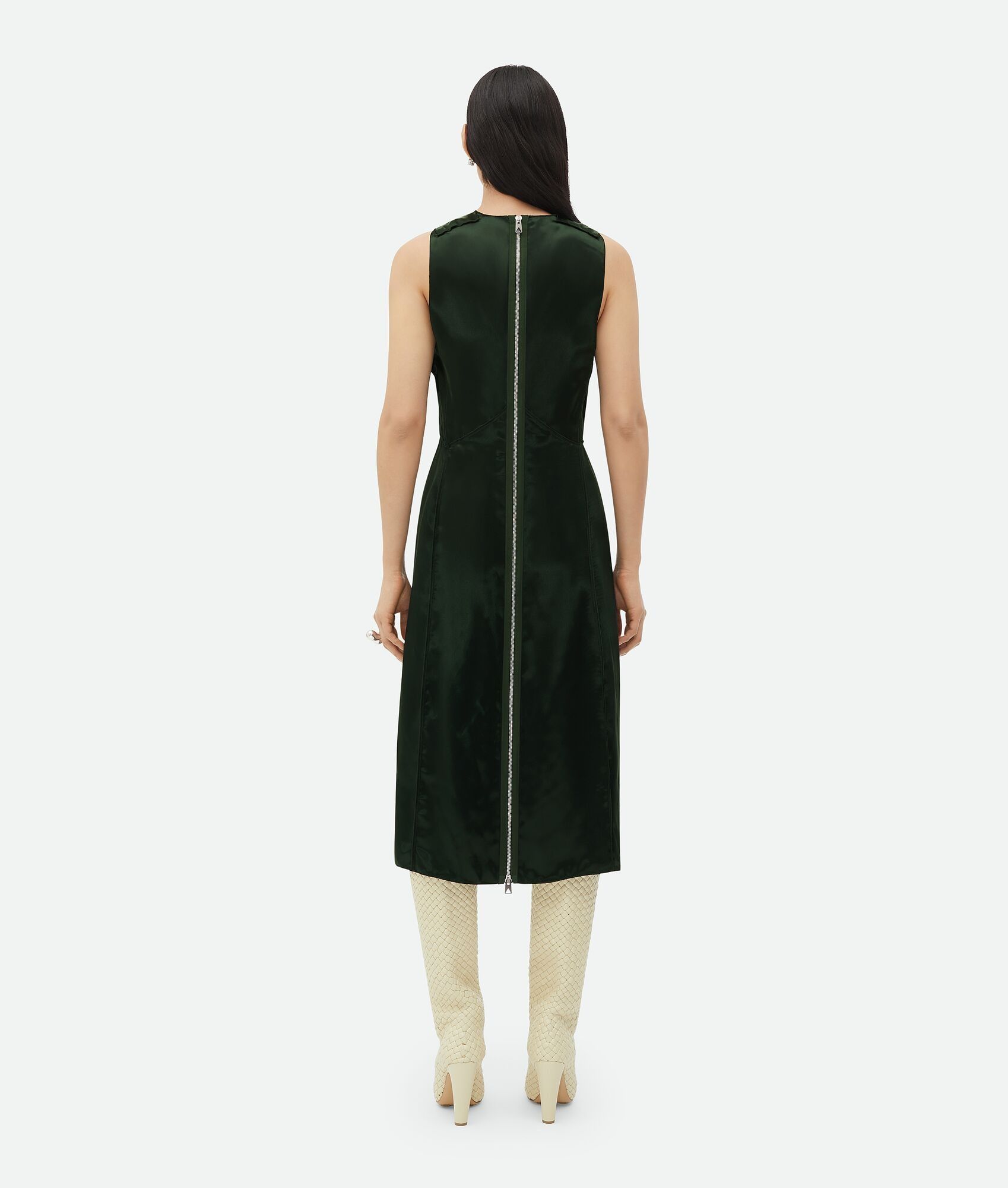 Bottega Veneta o1n1vont0325 Washed Fluid Shine Viscose Satin Dress Camping Size M / US 6-8 / IT 42-44 - 3 Thumbnail
