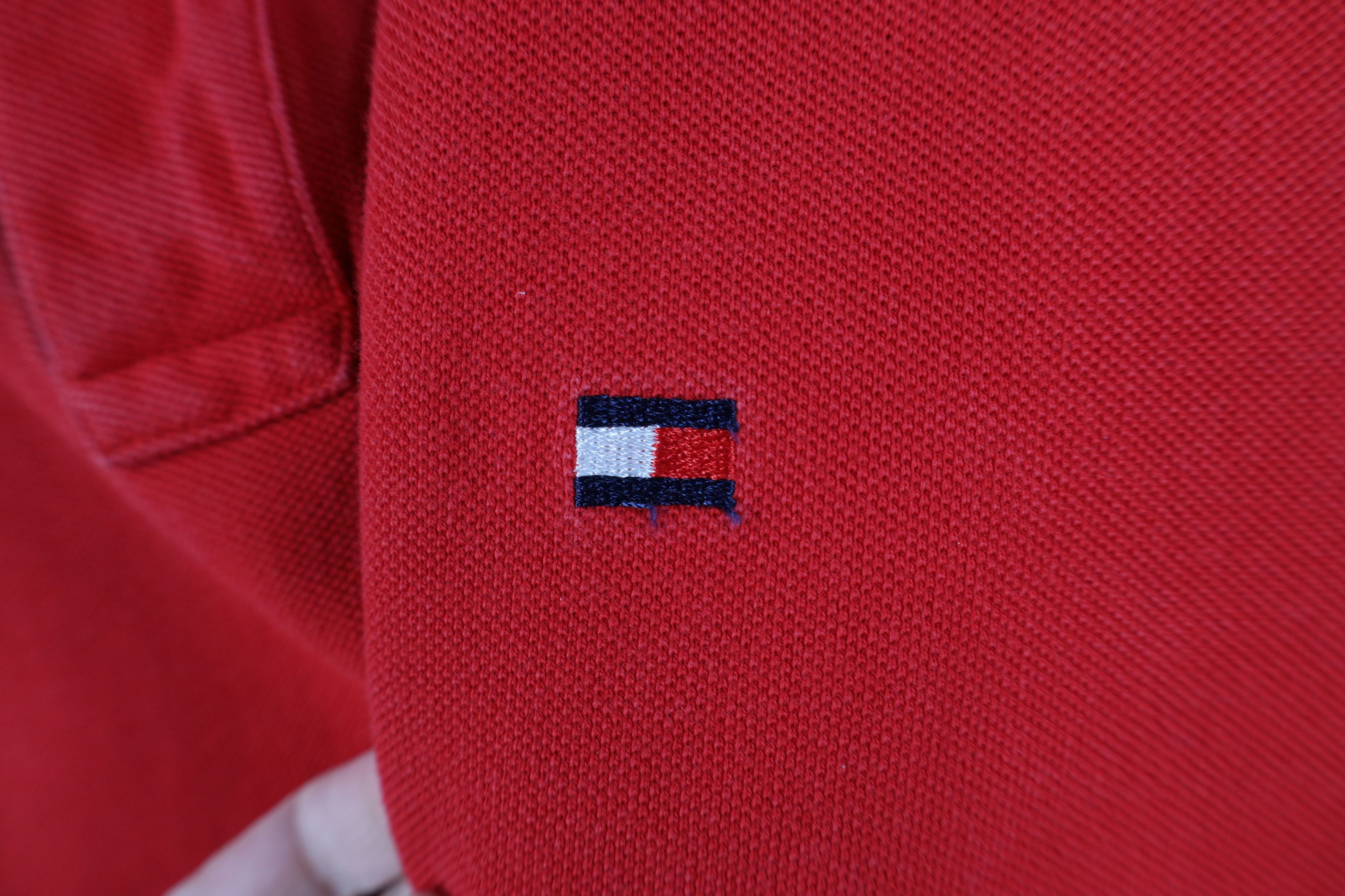Tommy Hilfiger Vintage 90s Tommy Hilfiger Pique Cotton Knit Golf Polo Red Size US XL / EU 56 / 4 - 4 Thumbnail