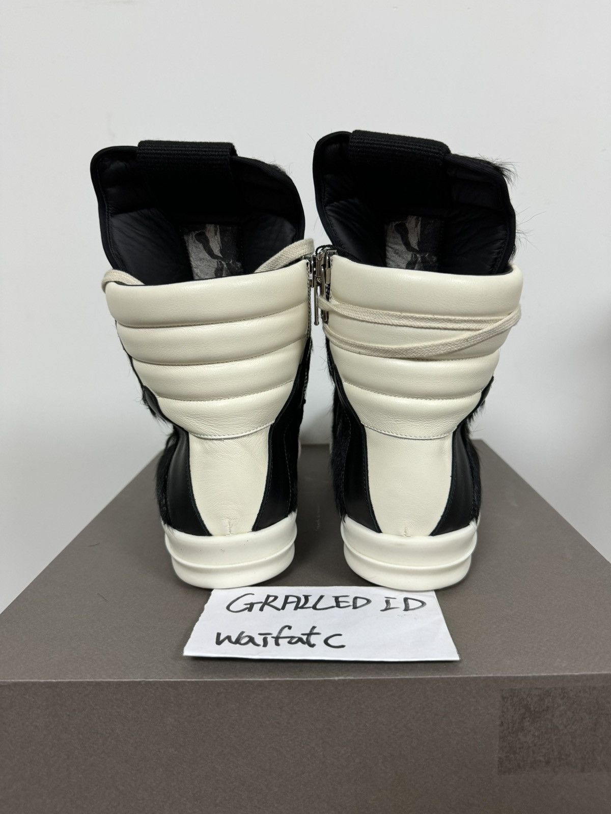 Rick Owens RICK OWENS PONY HAIR LEATHER BLACK MILK GEOBASKETS Size US 10 / EU 43 - 4 Thumbnail