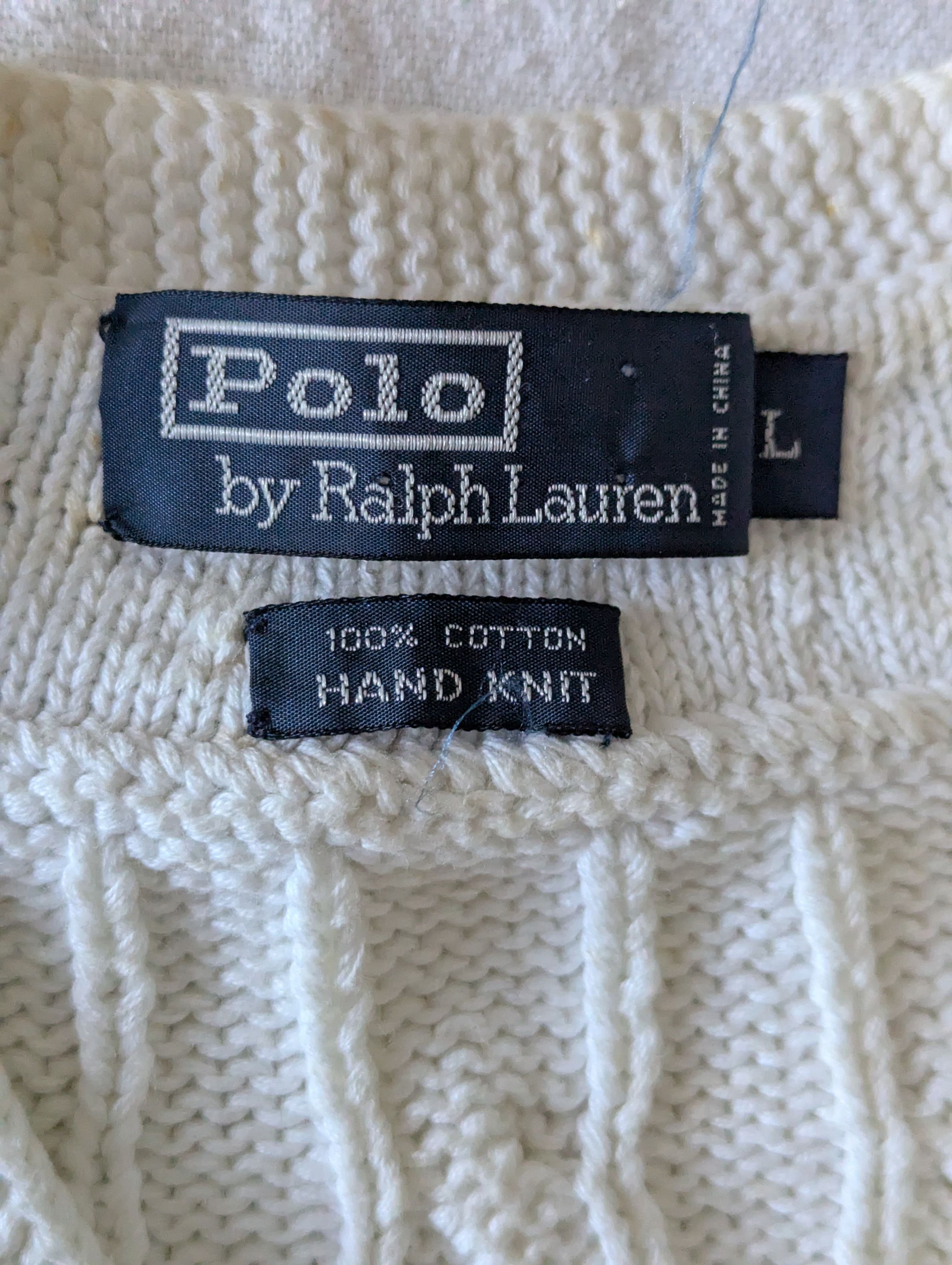 Polo Ralph Lauren Vintage Hand Knit Cotton Sweater Size US L / EU 52-54 / 3 - 2 Thumbnail