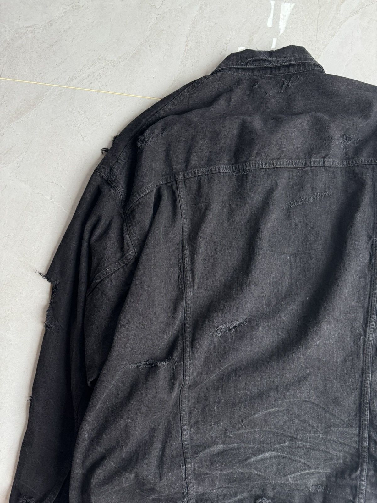 Balenciaga Balenciaga AW24 Unity Sport Destroyed Denim Jacket Sz. 2 Size US M / EU 48-50 / 2 - 12 Thumbnail
