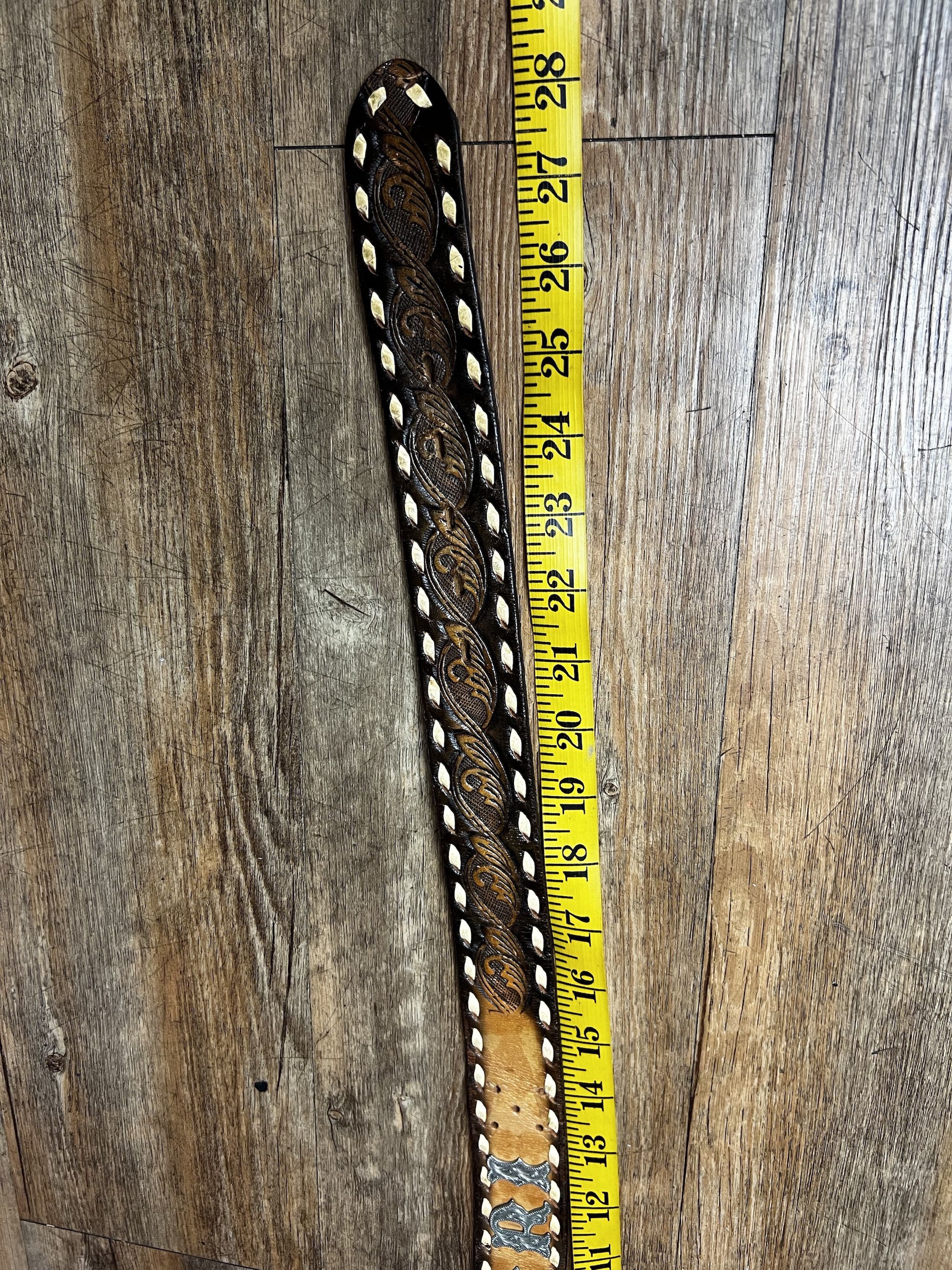 Vintage Vintage Leather Custom Made "LORI" Hand Tooled Western Belt Size ONE SIZE - 8 Thumbnail