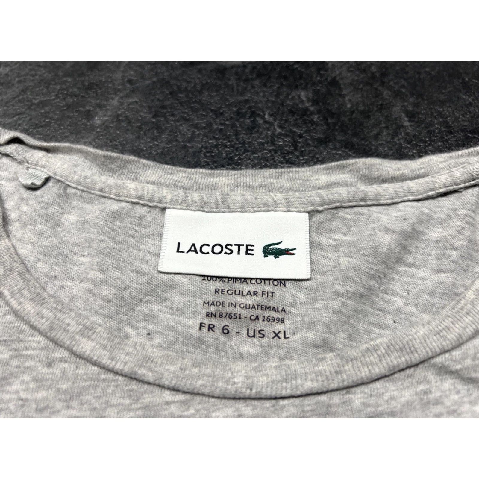 Lacoste LACOSTE T-SHIRT Gray XL Crew Neck Short Sleeve Cotton Knit Embroidered All Seasons Men Regular Decade Animals Size US XL / EU 56 / 4 - 4 Thumbnail