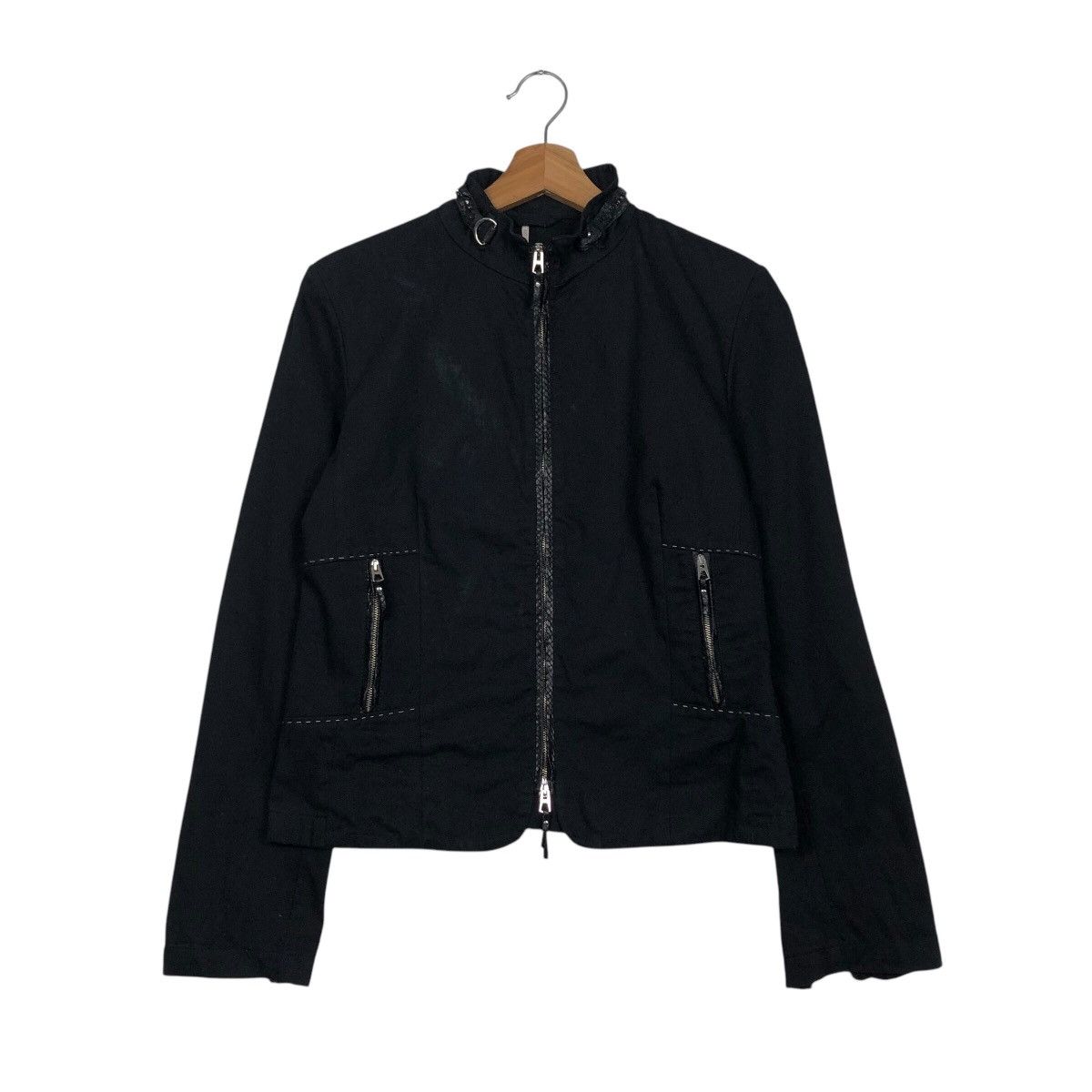 Vintage 📌Vintage Cropped Biker Jacket Visconf Made in Italy Size US M / EU 48-50 / 2 - 2 Thumbnail