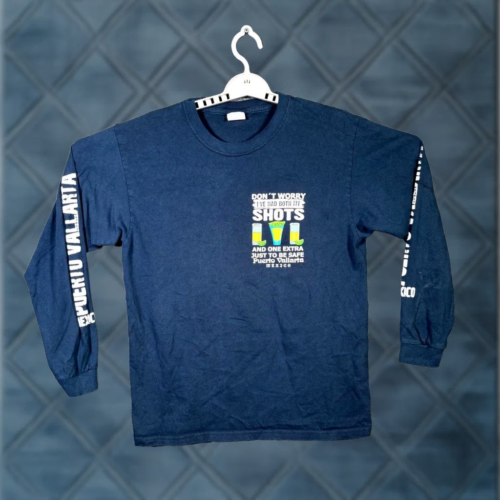 Vintage Yazbek Mens T-Shirt Blue Graphic Print Heavyweight Long Sleeve Crew Neck Medium, Logo Accent, Streetwear Size US M / EU 48-50 / 2 - 1 Thumbnail