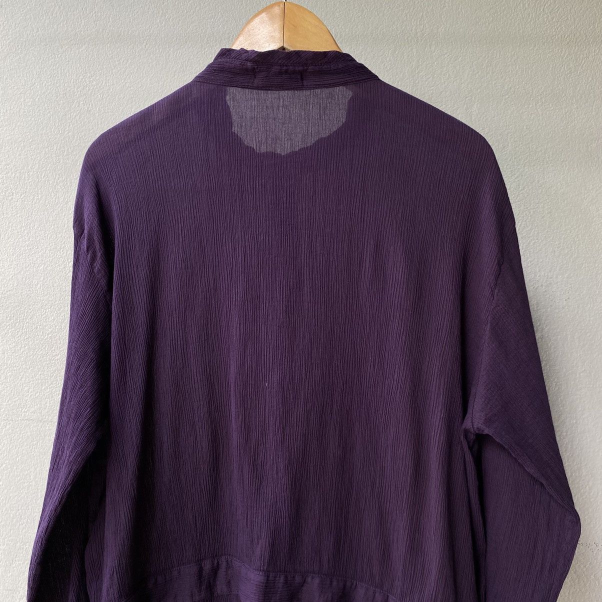 Issey Miyake Plantation Purple Long Sleeve Pleated Button-Up Blouse Size M / US 6-8 / IT 42-44 - 7 Thumbnail