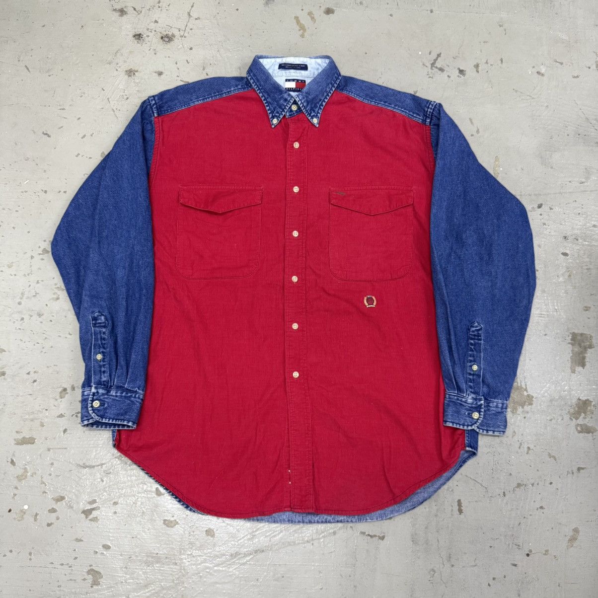 Tommy Hilfiger × Vintage Vintage Tommy Hilfiger Denim Corduroy CDG Inspired Shirt Size US XL / EU 56 / 4 - 1 Thumbnail