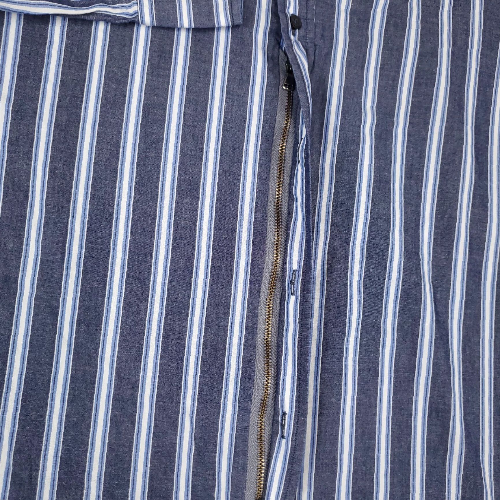 Vintage Teddy Stratford Shirt Mens Size 4 Blue Striped Zip Up Button Long Sleeve Casual Size US S / EU 44-46 / 1 - 3 Thumbnail