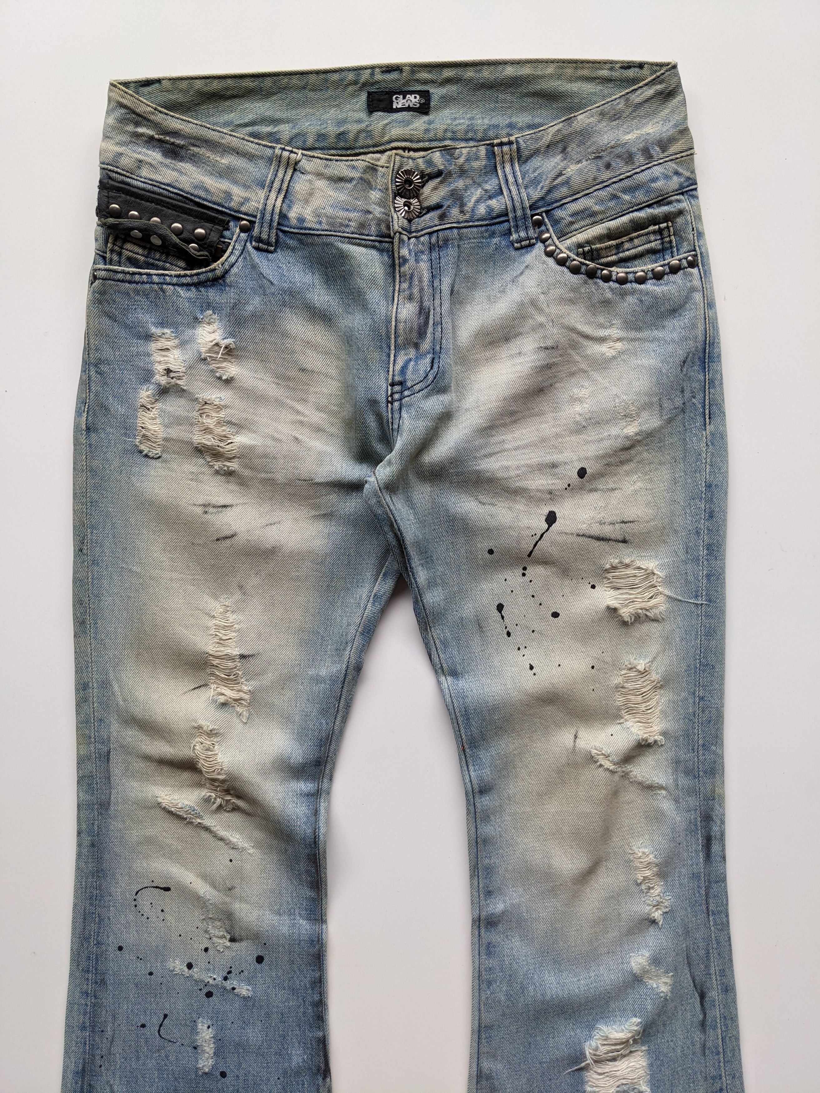 If Six Was Nine × Japanese Brand × Le Grande Bleu (L.G.B.) Glad New splash faded blue flare jeans Size US 33 - 4 Thumbnail