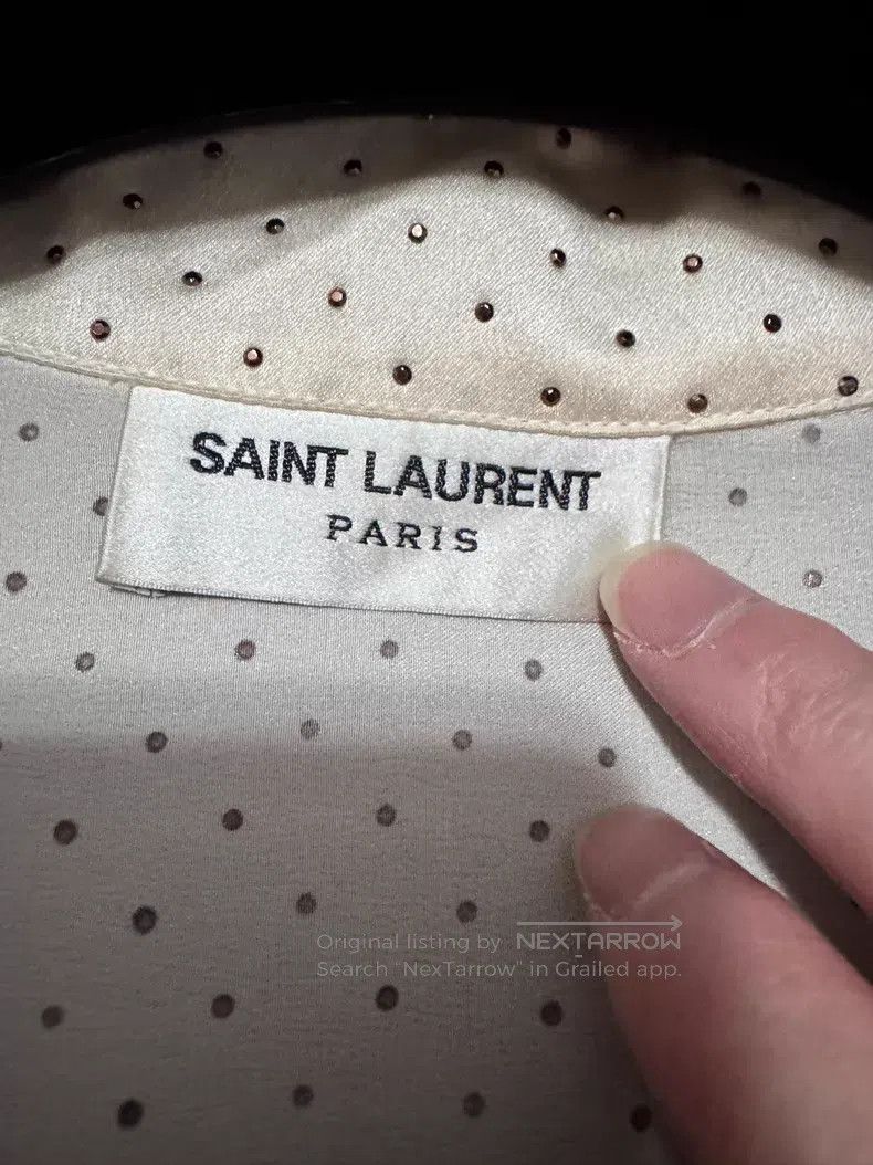Saint Laurent Paris Saint Laurent Paris Mint Green Full Studs Mulberry Silk Sh Size US XL / EU 56 / 4 - 5 Thumbnail