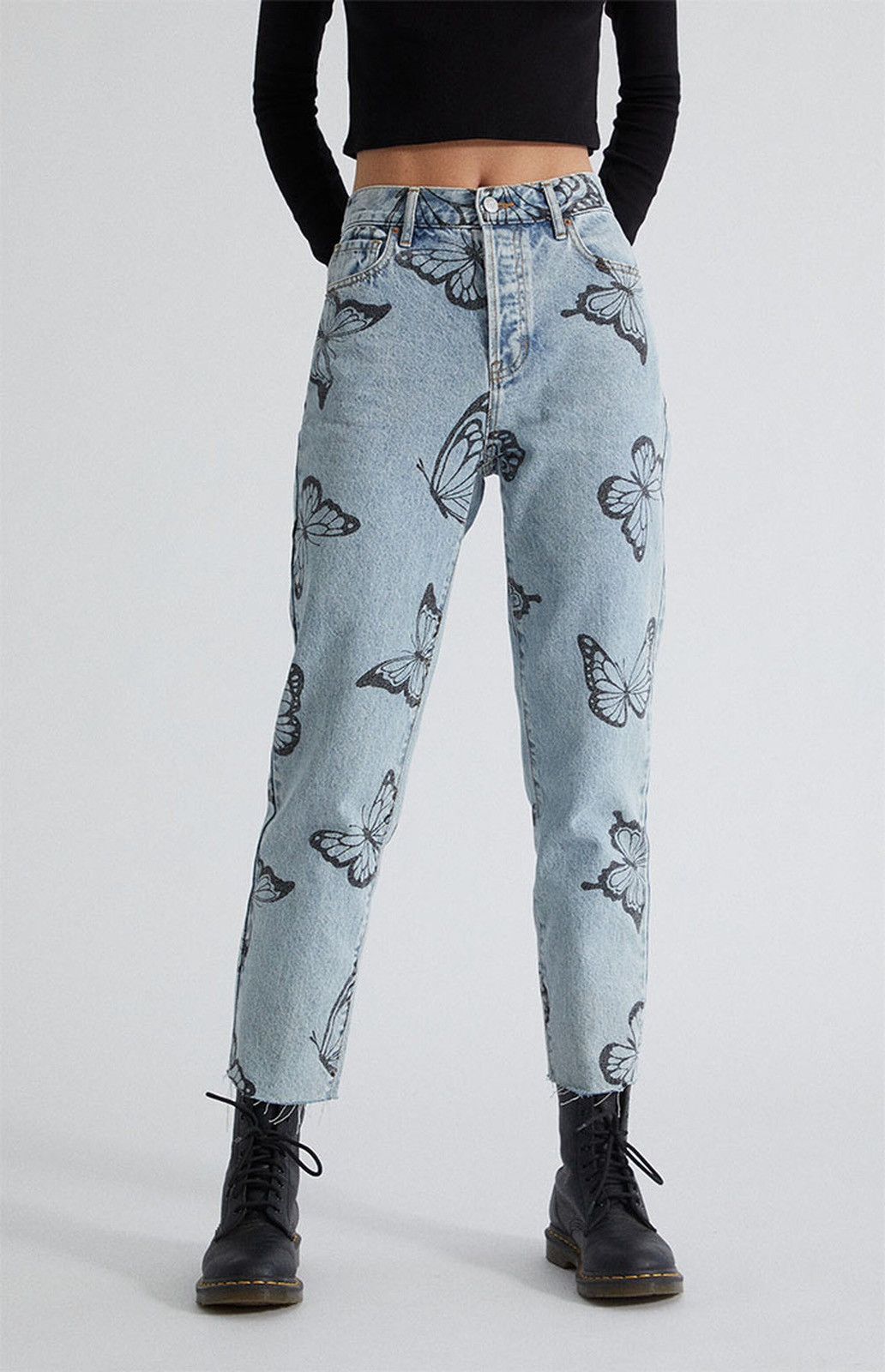 Pacsun PacSun Eco Butterfly High Waisted Straight Leg Jeans Size 25" / US 0 / IT 36 - 3 Thumbnail