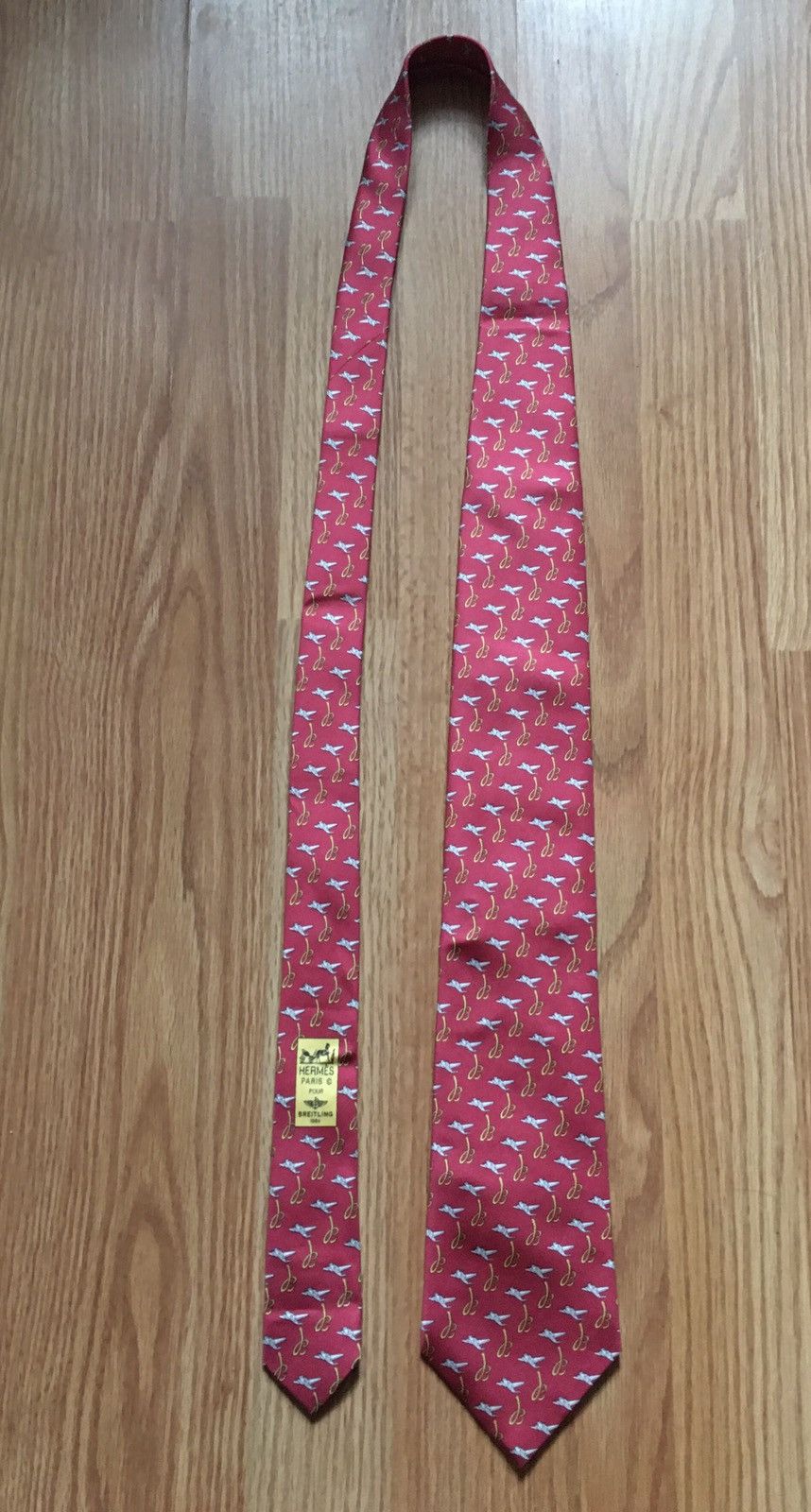 Hermes HERMES Paris Breitling RARE 5021 EA Silk Mens Tie Size ONE SIZE - 9 Thumbnail