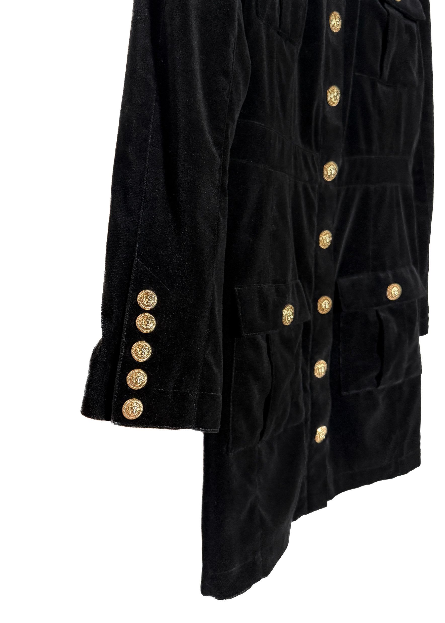 Balmain Balmain Black Velvet Military Accent Button Mini Dress Size L / US 10 / IT 46 - 6 Thumbnail
