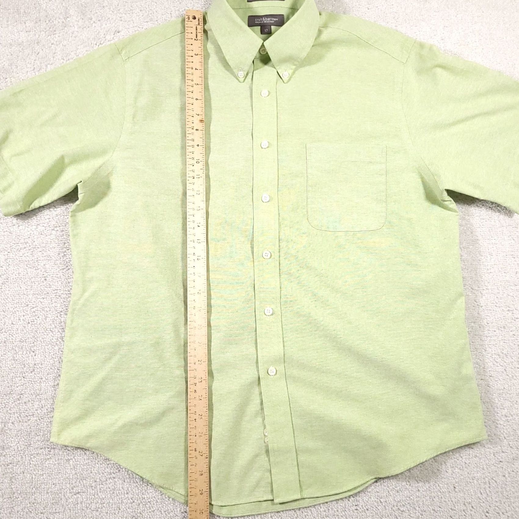 Croft & Barrow Croft & Barrow Oxford Button Down Shirt Mens 17 Short Sleeve Green Size US XL / EU 56 / 4 - 7 Thumbnail