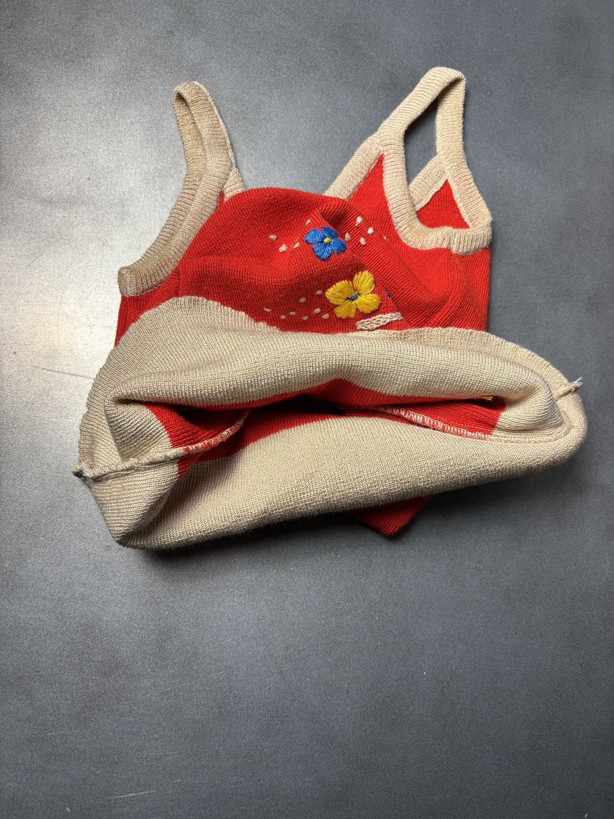 Vintage Vintage Knit Tank Top Embroidered Wool Sleeveless Floral 70s Size XS / US 0-2 / IT 36-38 - 4 Thumbnail
