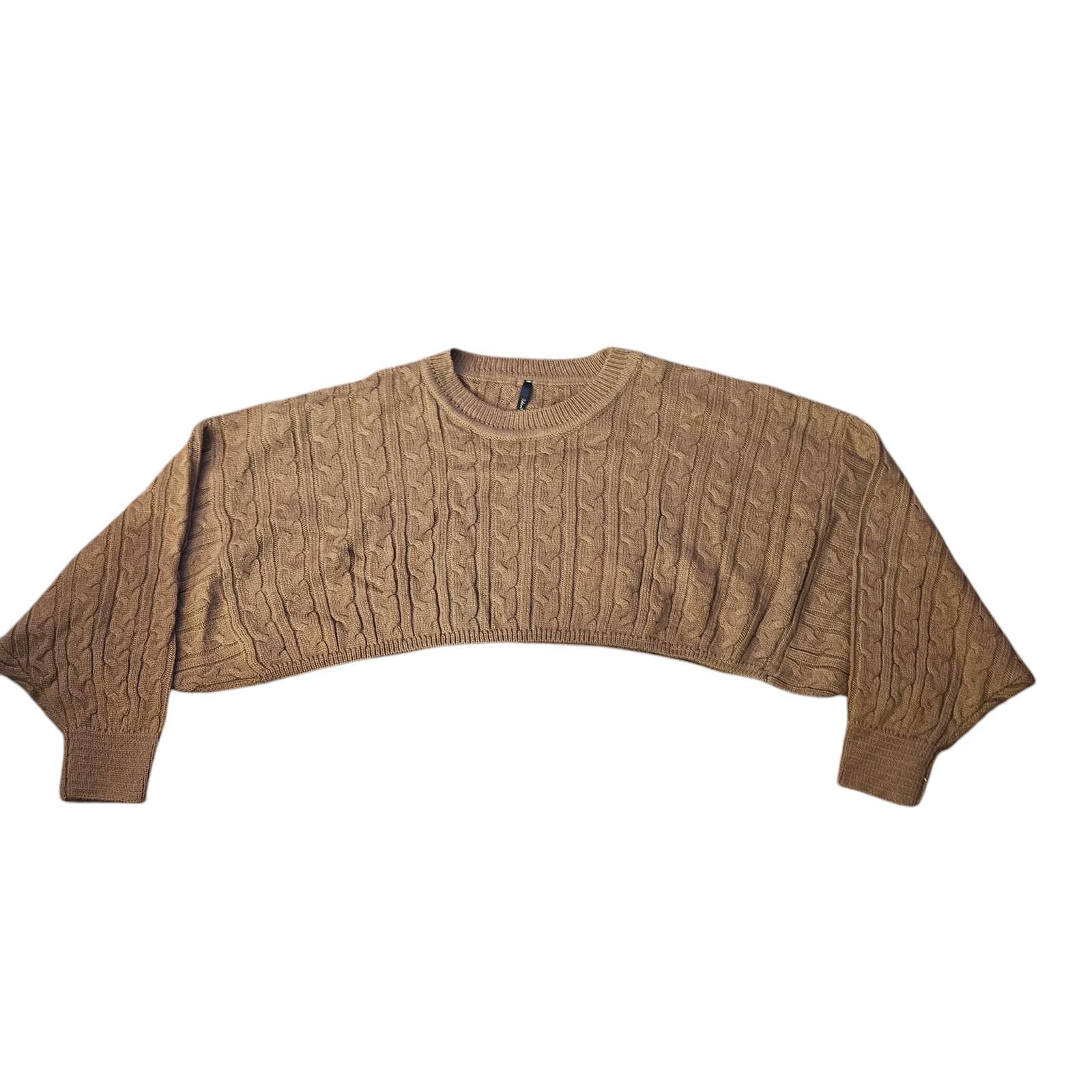Designer Identity Cropped Cable Knit Sweater Large Size L / US 10 / IT 46 - 3 Thumbnail