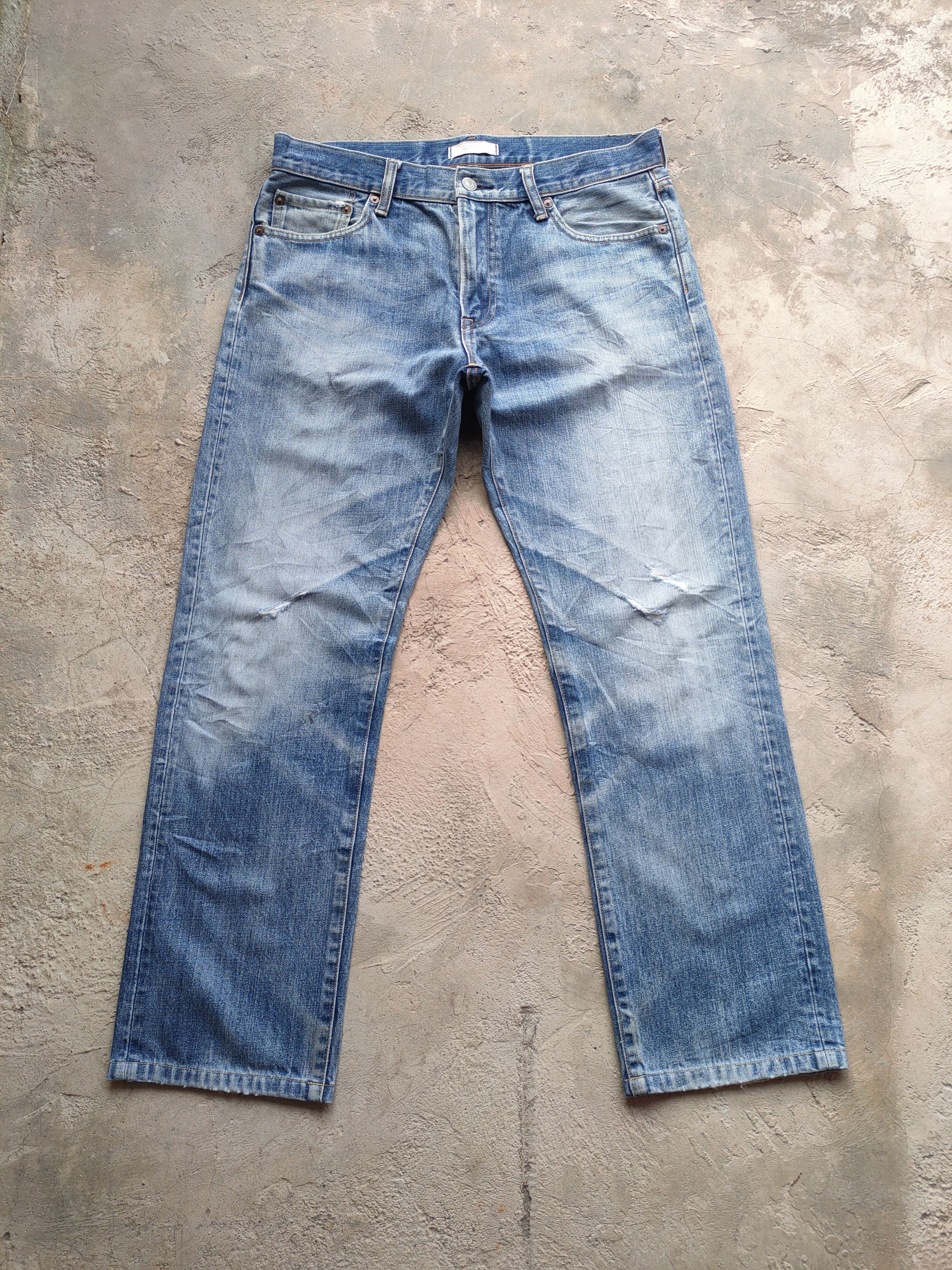VINTAGE JAPANESE FADED DISTRESSED JEAN DENIM PANTS