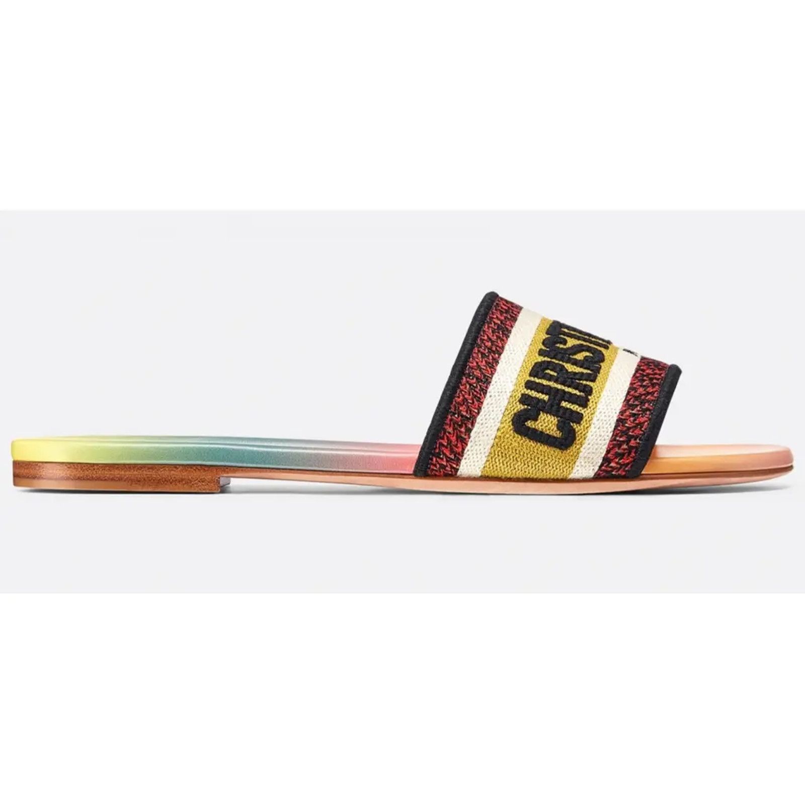 Dior Dway Multicolor Embroidered Logo Slide Flat Sandal 41 Size US 11 / IT 41 - 2 Thumbnail