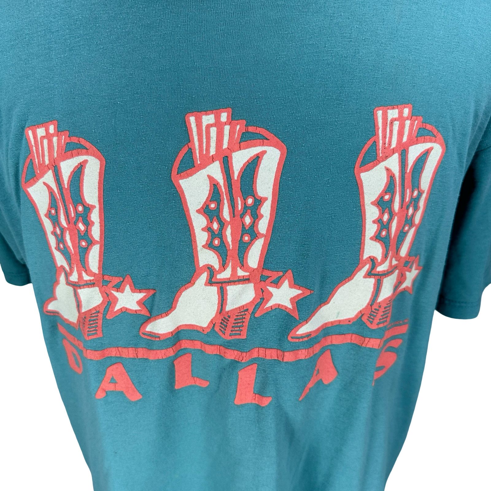Jerzees Vintage Dallas Cowboy Boots Line Dancing T-Shirt Men L Green Size US L / EU 52-54 / 3 - 2 Thumbnail