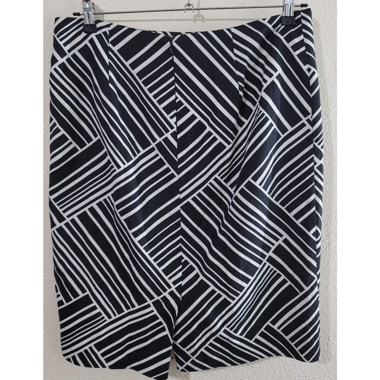 Other Appraisal Black White Stripe A Line Skirt Large Lined Linen Size 36" / US 14 / IT 50 - 2 Thumbnail