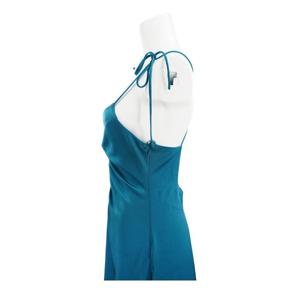 Designer Jason Wu Teal Satin Halter Midi Dress Size M Size M / US 6-8 / IT 42-44 - 6 Thumbnail