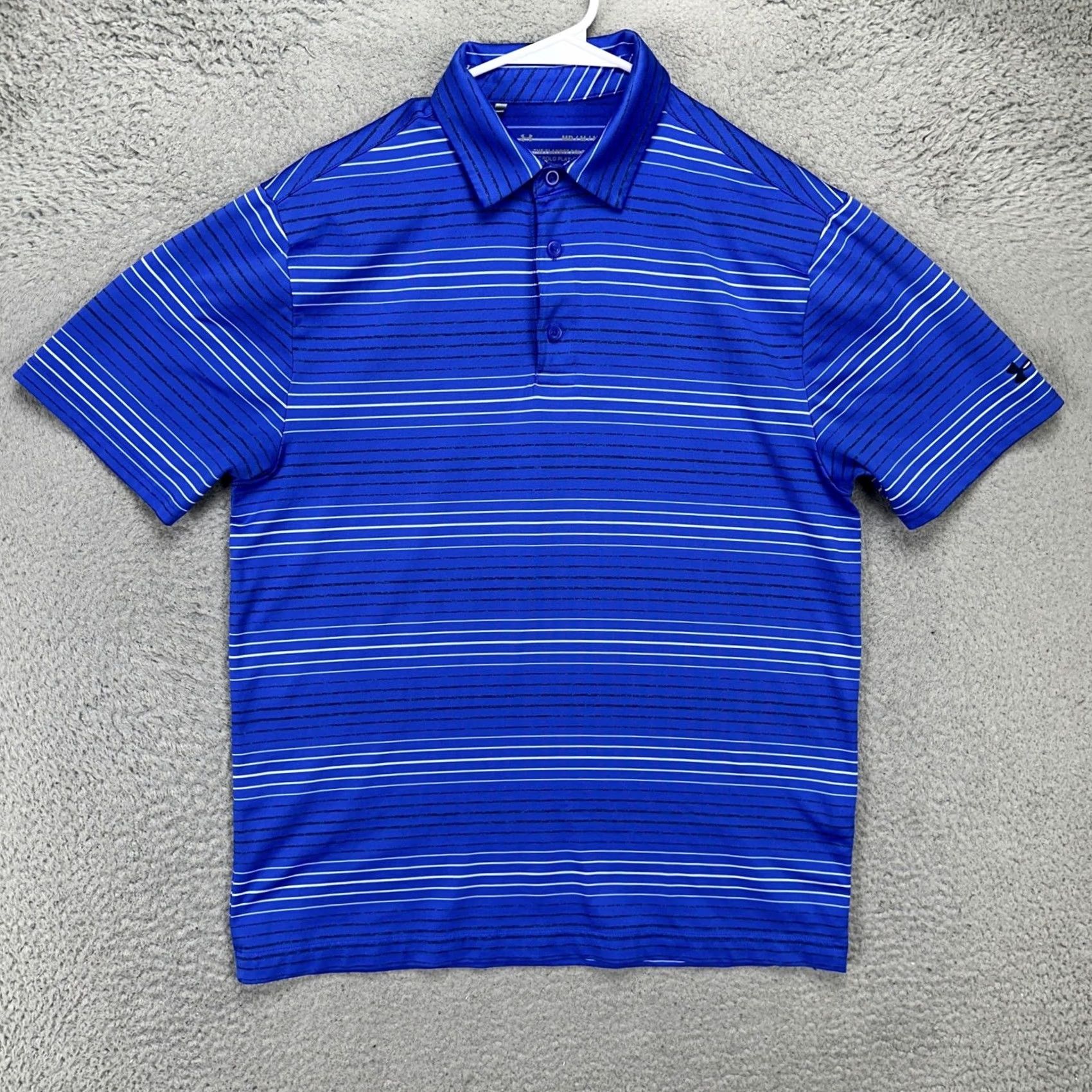 Under Armour Under Armour The Playoff Polo Shirt Mens Medium Blue Stripes Golf Stretch Rugby Short Sleeve Collared Breathable Size US M / EU 48-50 / 2 - 3 Thumbnail