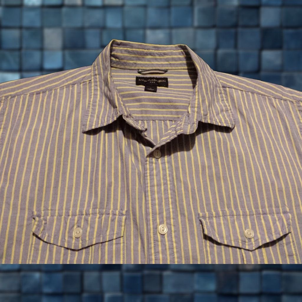 Banana Republic Banana Republic Shirt Mens Large L/S Button-Front 100% Cotton Blue Striped Shirt Size US L / EU 52-54 / 3 - 1 Thumbnail