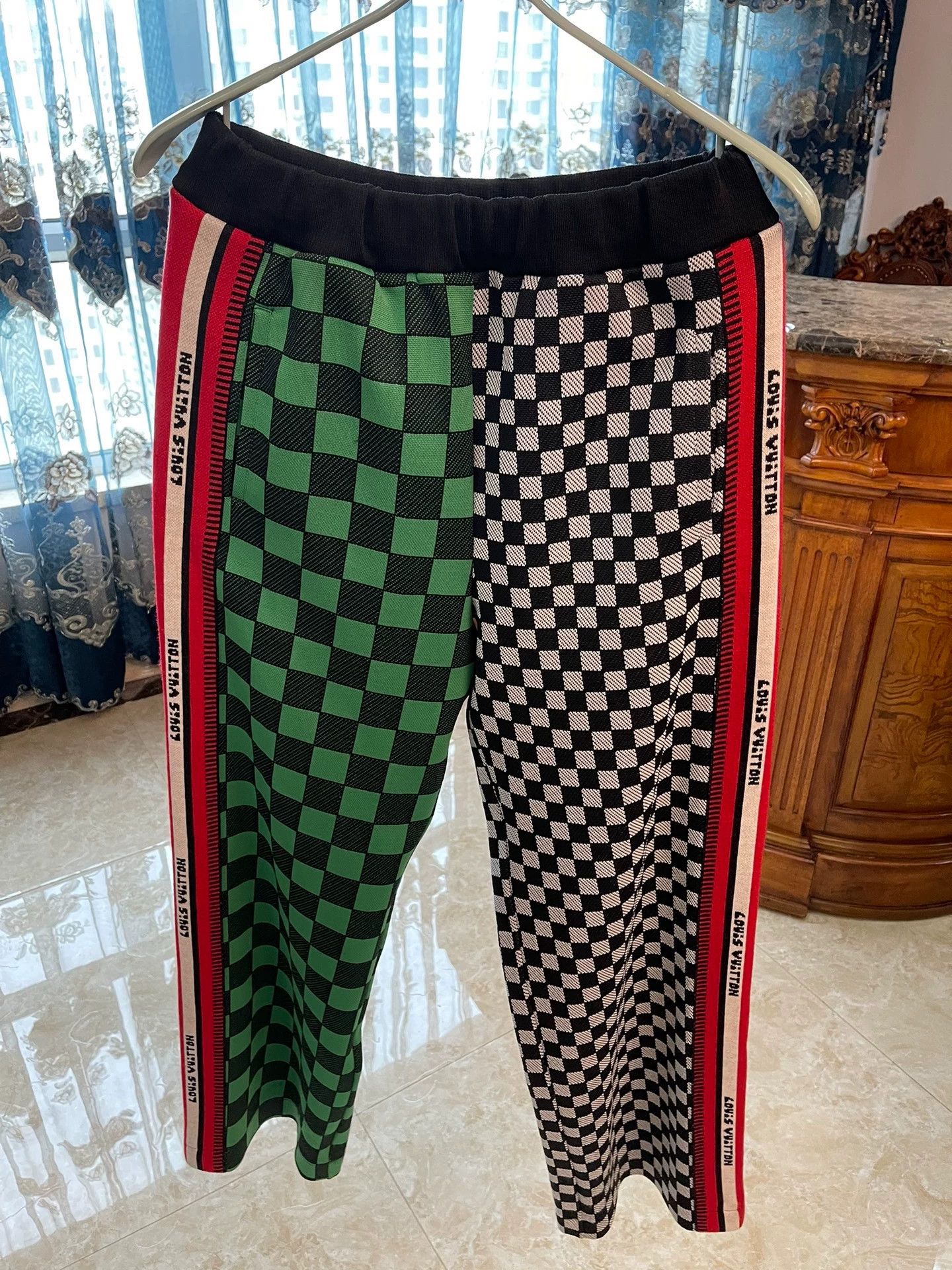 Louis Vuitton LV Two-Tone Monogram Check Side LV Script Pants L Size US 34 / EU 50 - 1 Thumbnail