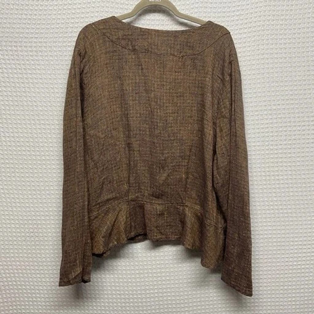 FLAX Flax Linen Peplum Button Front Blouse Jacket Shirt Women XL Size XL / US 12-14 / IT 48-50 - 9 Thumbnail