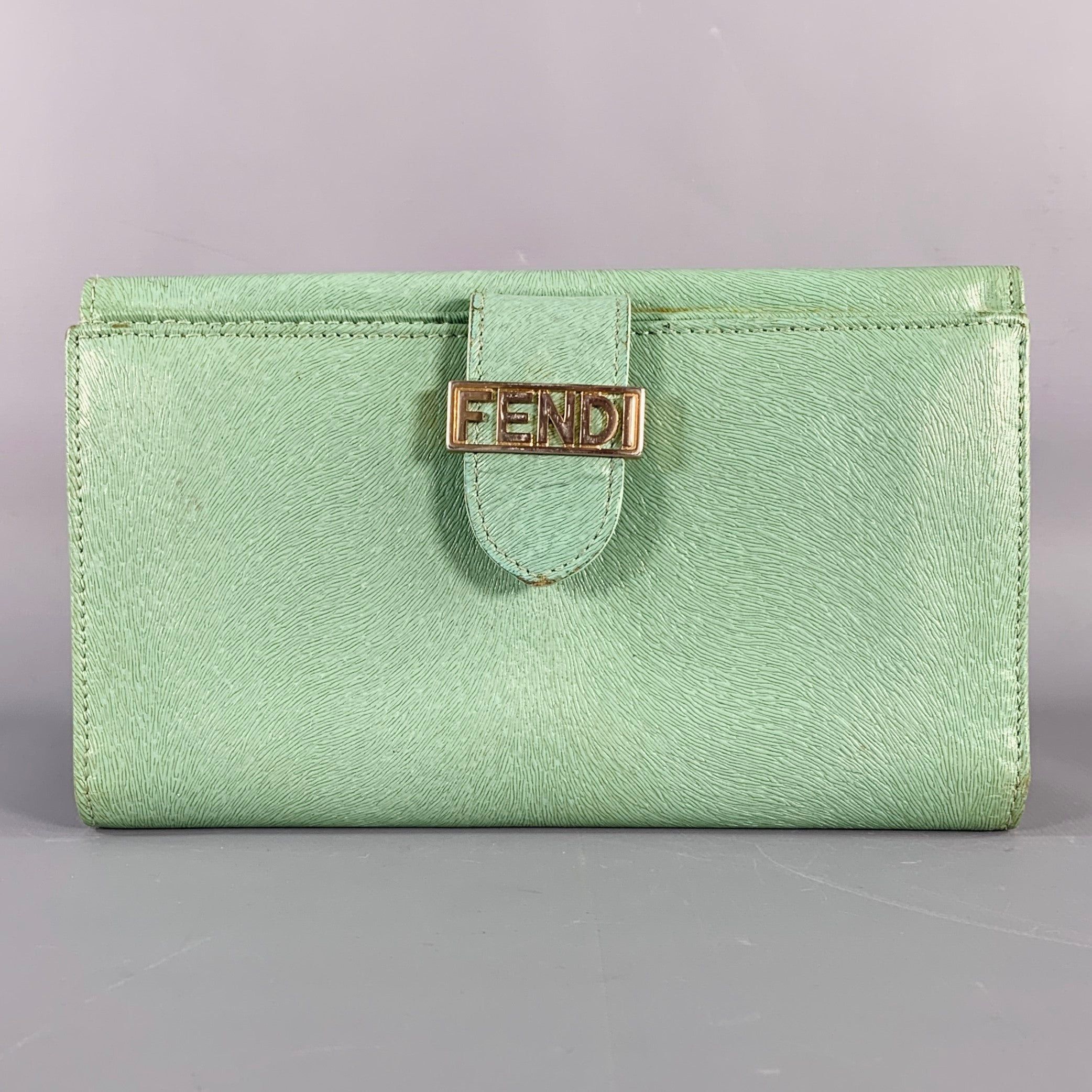 長財布 Fendi Pastel Green Nappa Leather Baguette Wallet cf1c4223213fdb2a37833a608c7502