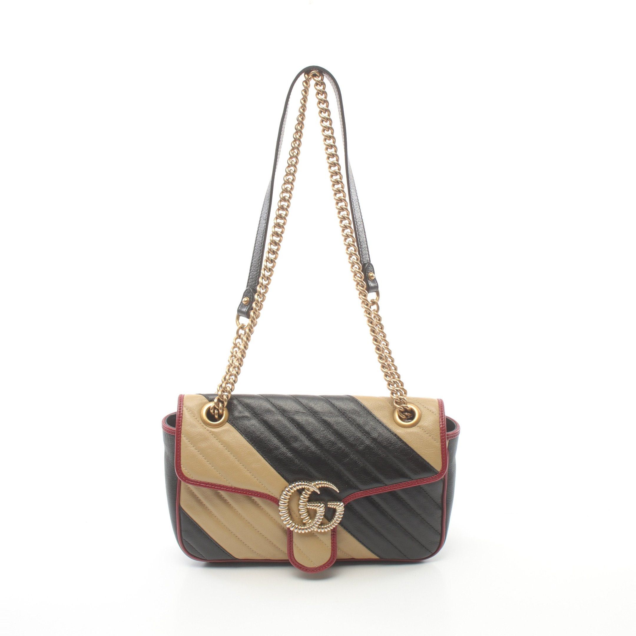 Gucci Gucci Gg Marmont Quilting Small Chain Shoulder Bag Leather Beige Black Red Size ONE SIZE - 1 Thumbnail